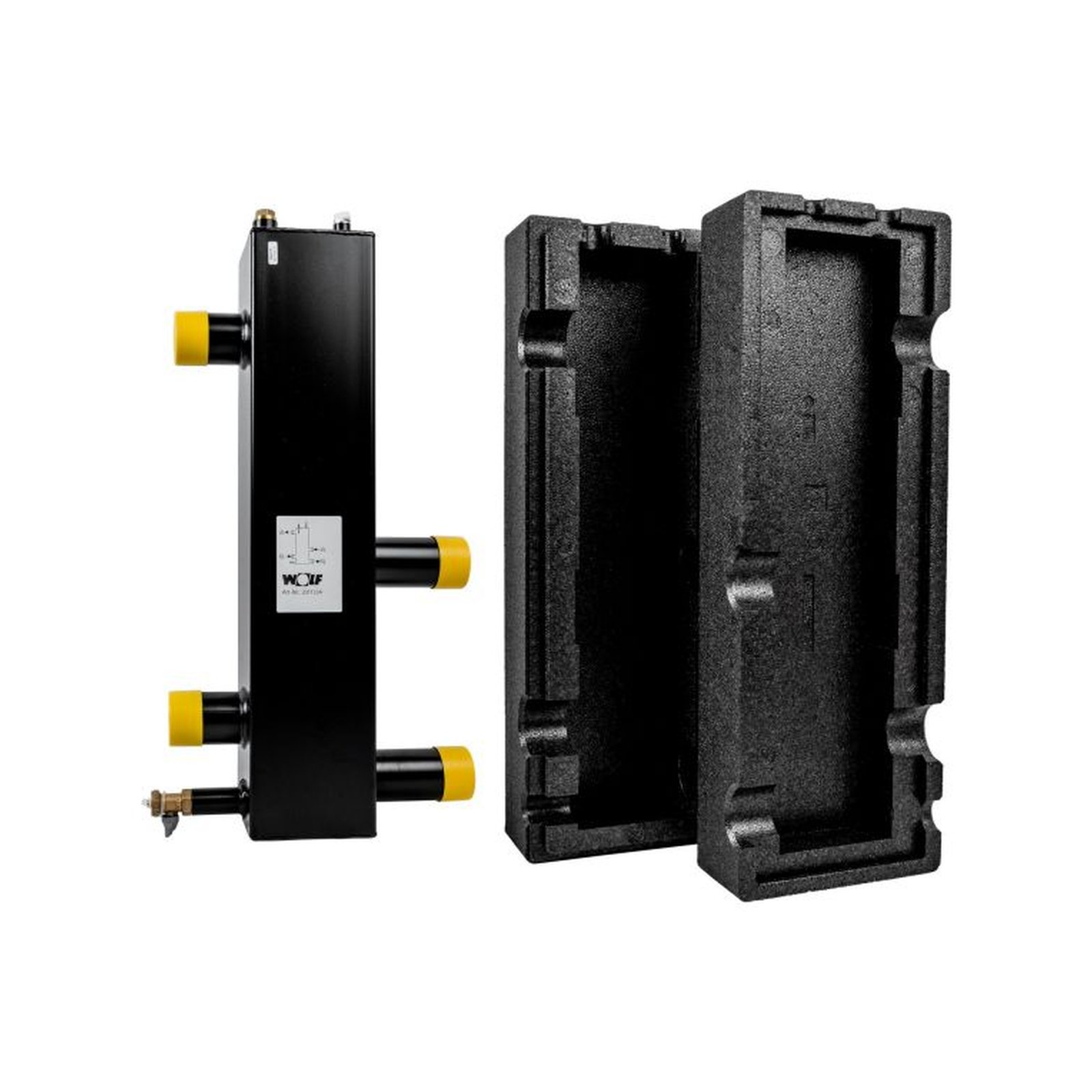 Wolf Hydraulische Weiche bis 10 m3/h Vierkanthohlprofil 140x140mm 4x2 Zoll AG Dämmung Zubehör 2011334
