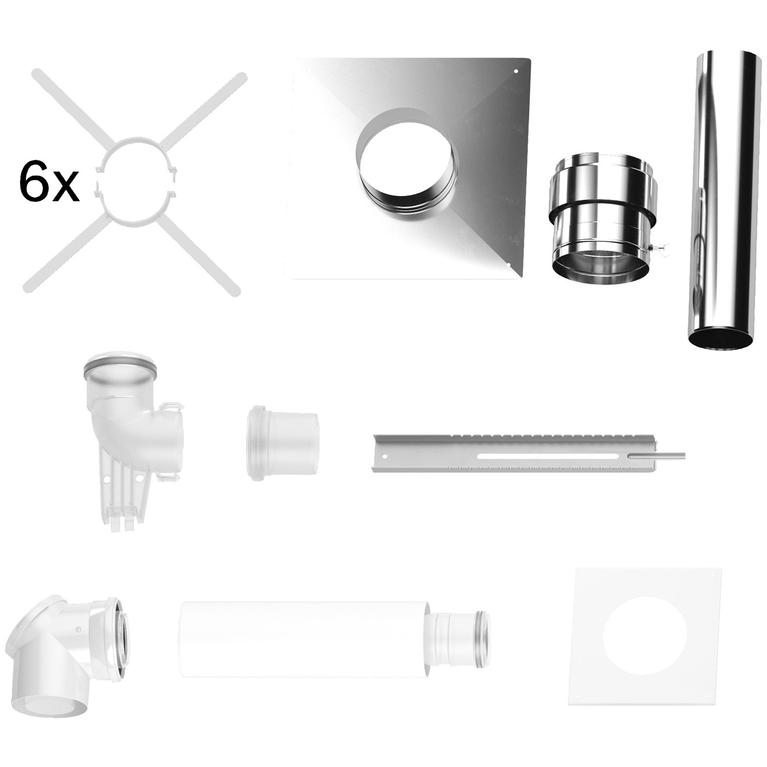 Bosch Abgaszubehör FC-Set80-C93x Grundbausatz Edelstahl Schacht oben 80/125 mm Anschluss oben 7738112545