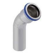 Geberit Pressfitting Edelstahl Bogen 45Grad Mapress d76 Einschubende CIIR Dichtring Pressindikator 32709
