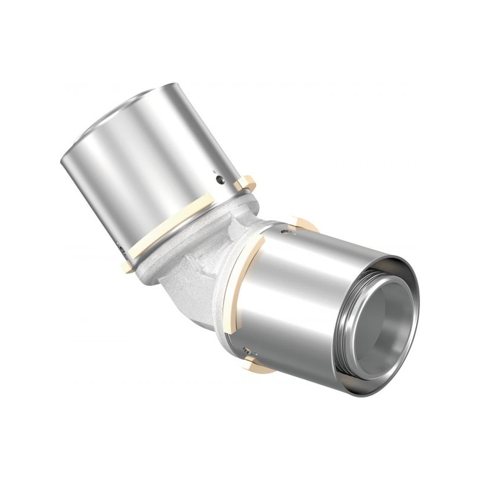 Uponor S-Press Winkel 45 Grad 50 mm Pressfitting PPSU Messing verzinnt DVGW 1046914