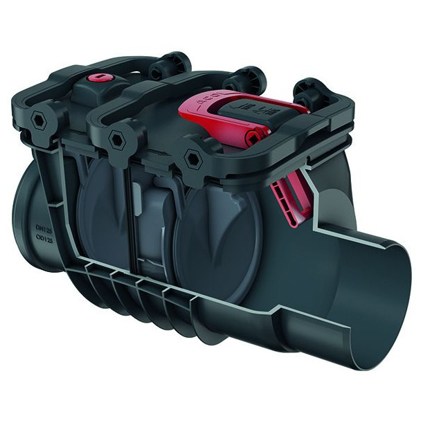 ACO PASSAVANT Rueckstaudoppelverschluss Triplex DN125 Typ2 Kunststoff Zwei Klappen Notverschluss 2125.20.00