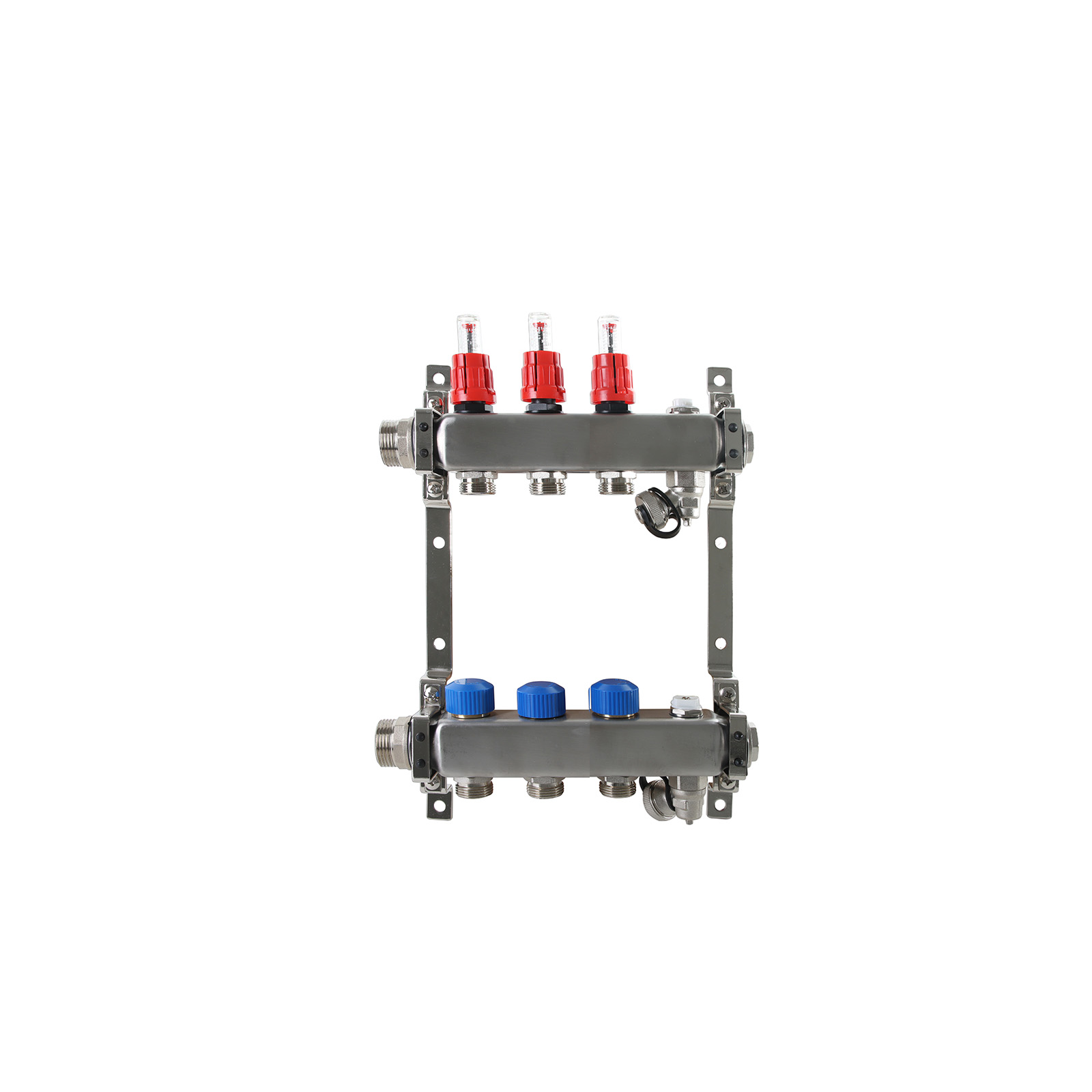 3-fach Heizkreisverteiler Edelstahl mit Durchflussanzeige