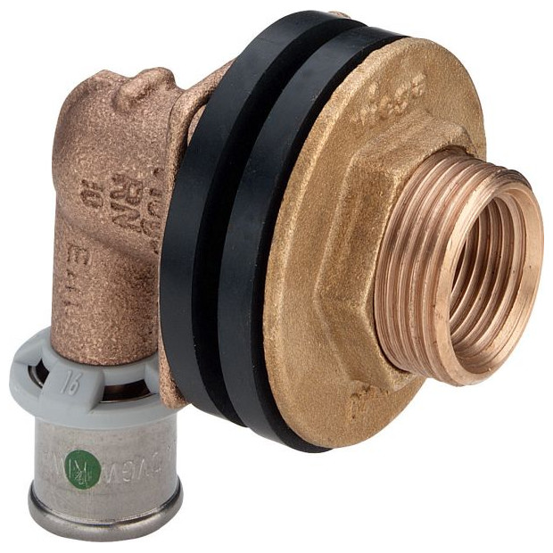 Viega Rotguss-Wanddurchfuehrung Sanfix-P 2132.11 16x1-2IGx3-4AGx18mm winkelig SC-Contur Verdrehsicherung 310745