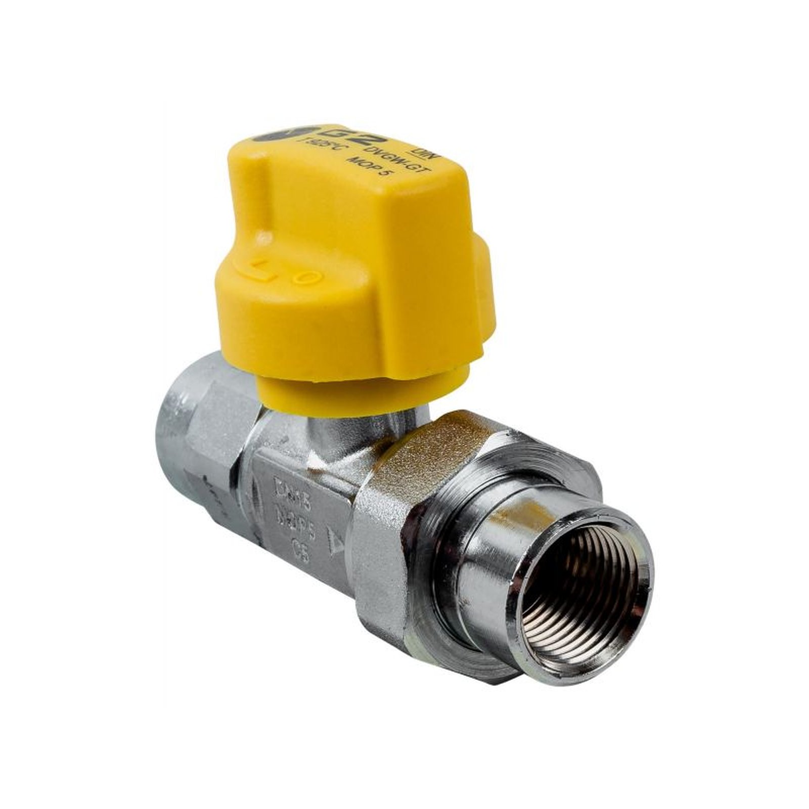 Wolf Gaskugelhahn Durchgangsform Rp 1/2 Zoll thermische Sicherung verchromt 2011012