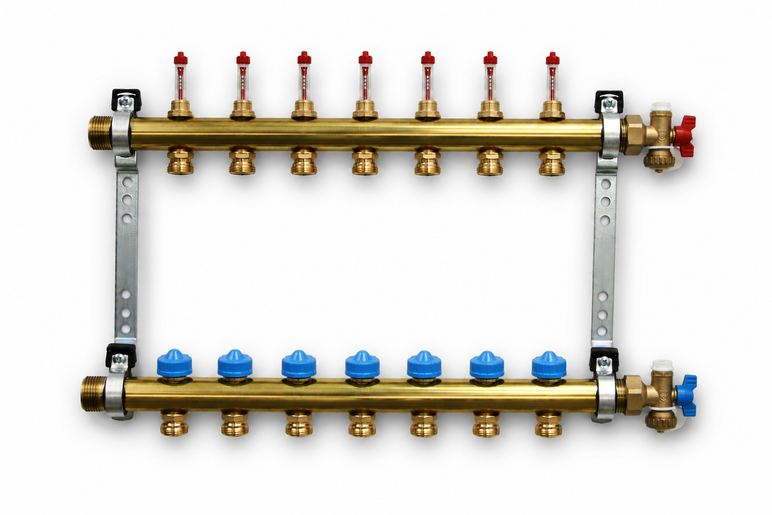 Roth Heizkreisverteiler 7-Heizkreise Messing FlatConnect mit DFA absperrbar 1115011037