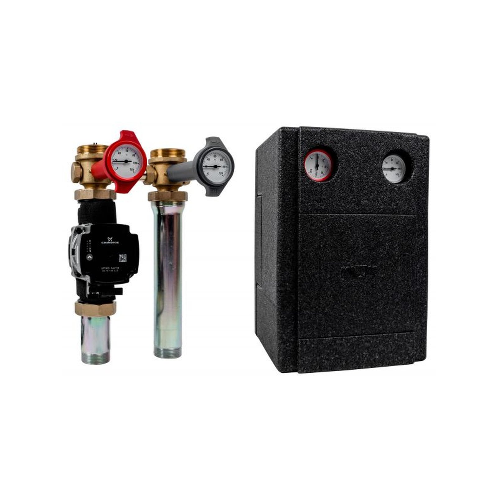 Wolf Verrohrungsgruppe Heizkreis DN25-60 Hocheffizienzpumpe selbstregelnd Kugelhähne Thermometer 2072135