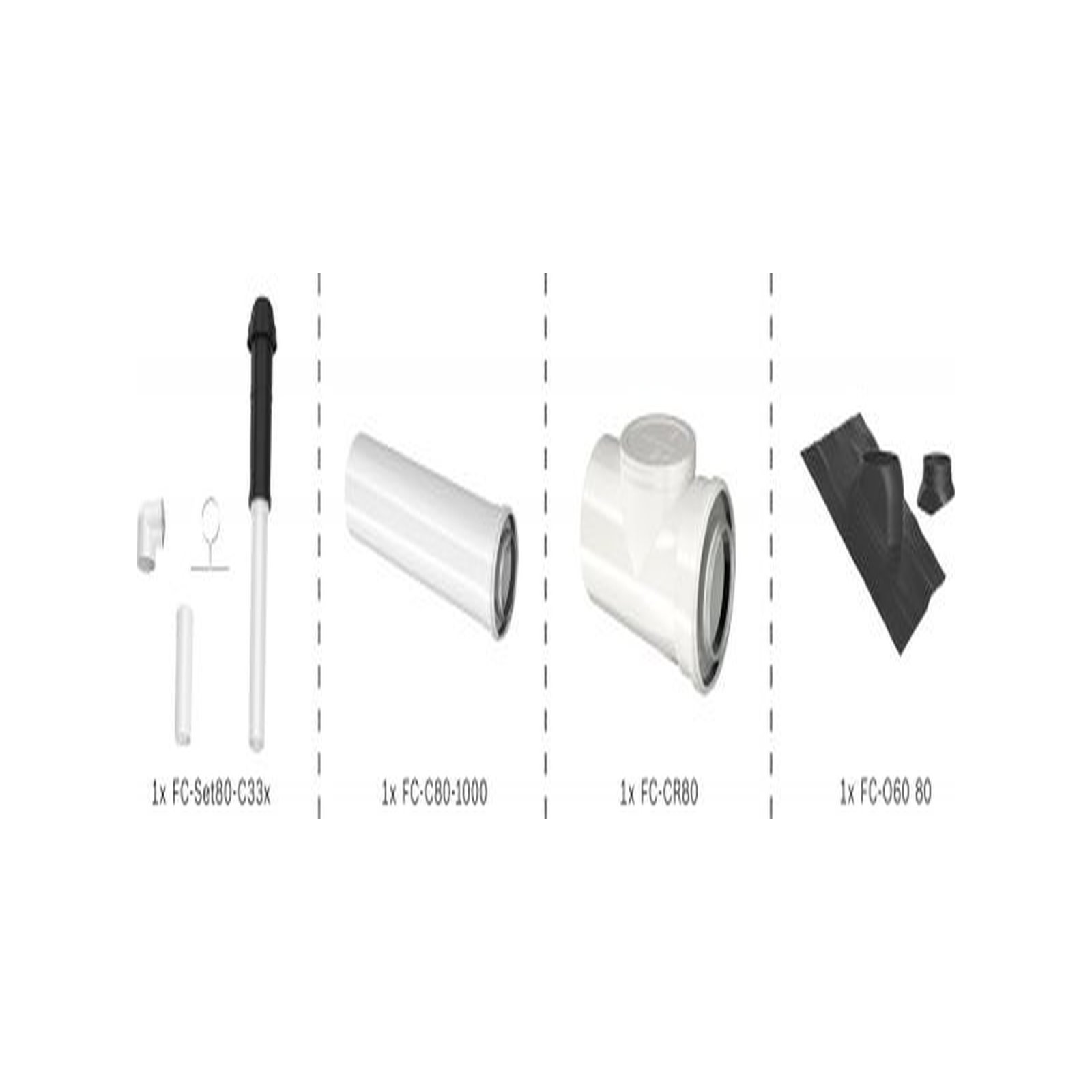 BOSCH Abgas-Standardpaket BOPA FC19 Dachdurchgang 80/125 schwarz, RLU