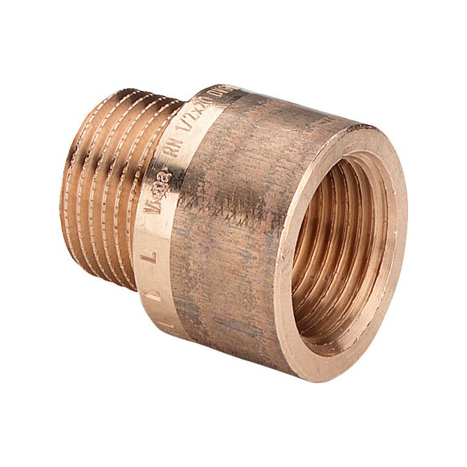 Rotguss-Verlaengerung 3525 1/2"x15mm,m.kon.AG u.zyl.IG,Innenvierk