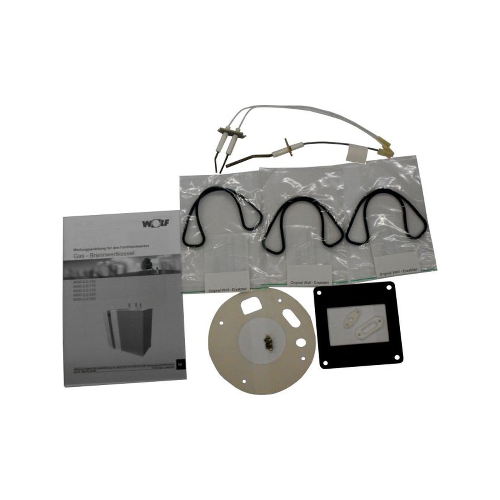 Wolf Wartungsset Gasbrennwertkessel MGK-2 130-300 Brennerflanschdichtung Zündelektrode Überwachungselektrode 8752282