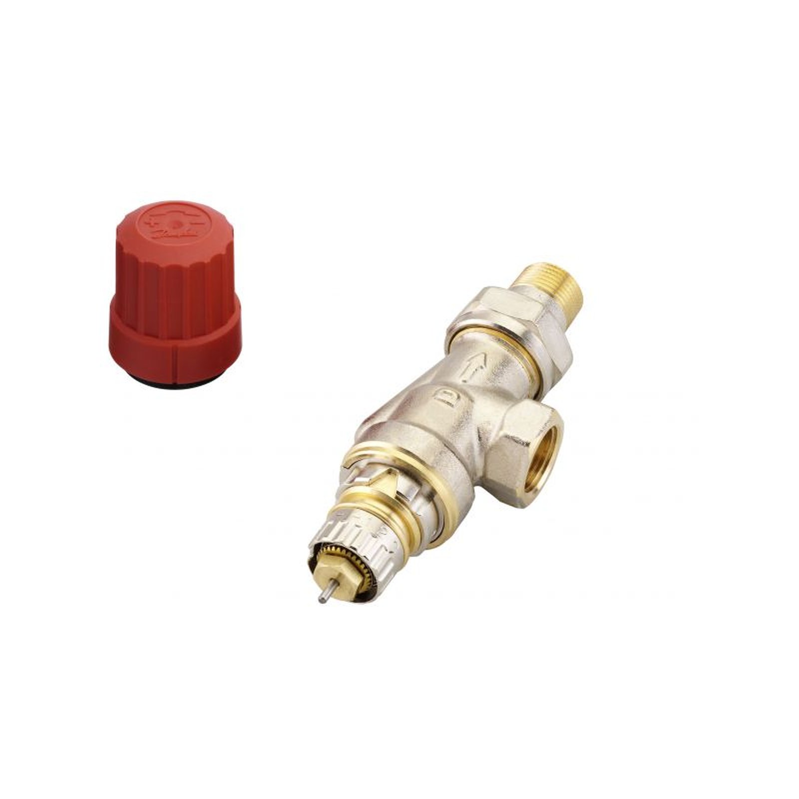 Danfoss Ventilunterteil RA-N 10 R 3/8 Axial Voreinstellung Messing vernickelt 013G0151