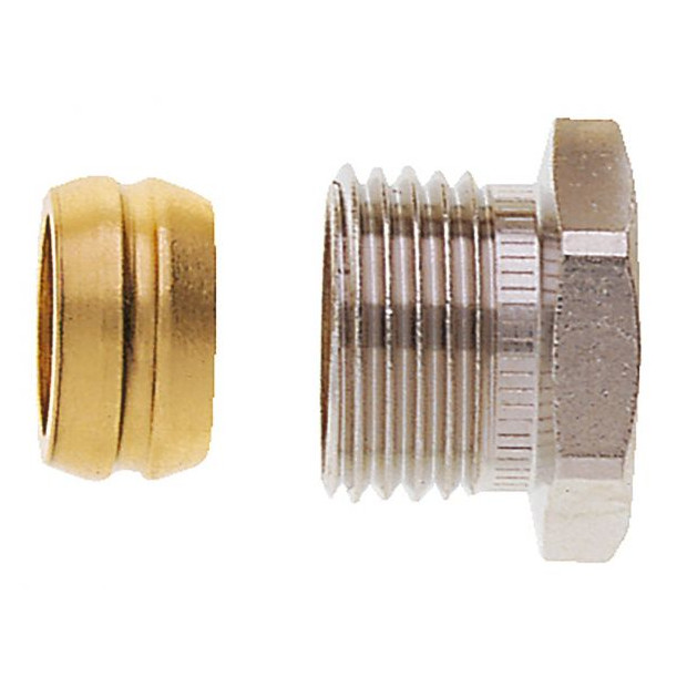 Heimeier Klemmverschraubung 1/2 Zoll 15mm Ventile Regulux Regutec Messing vernickelt 2201-15.351