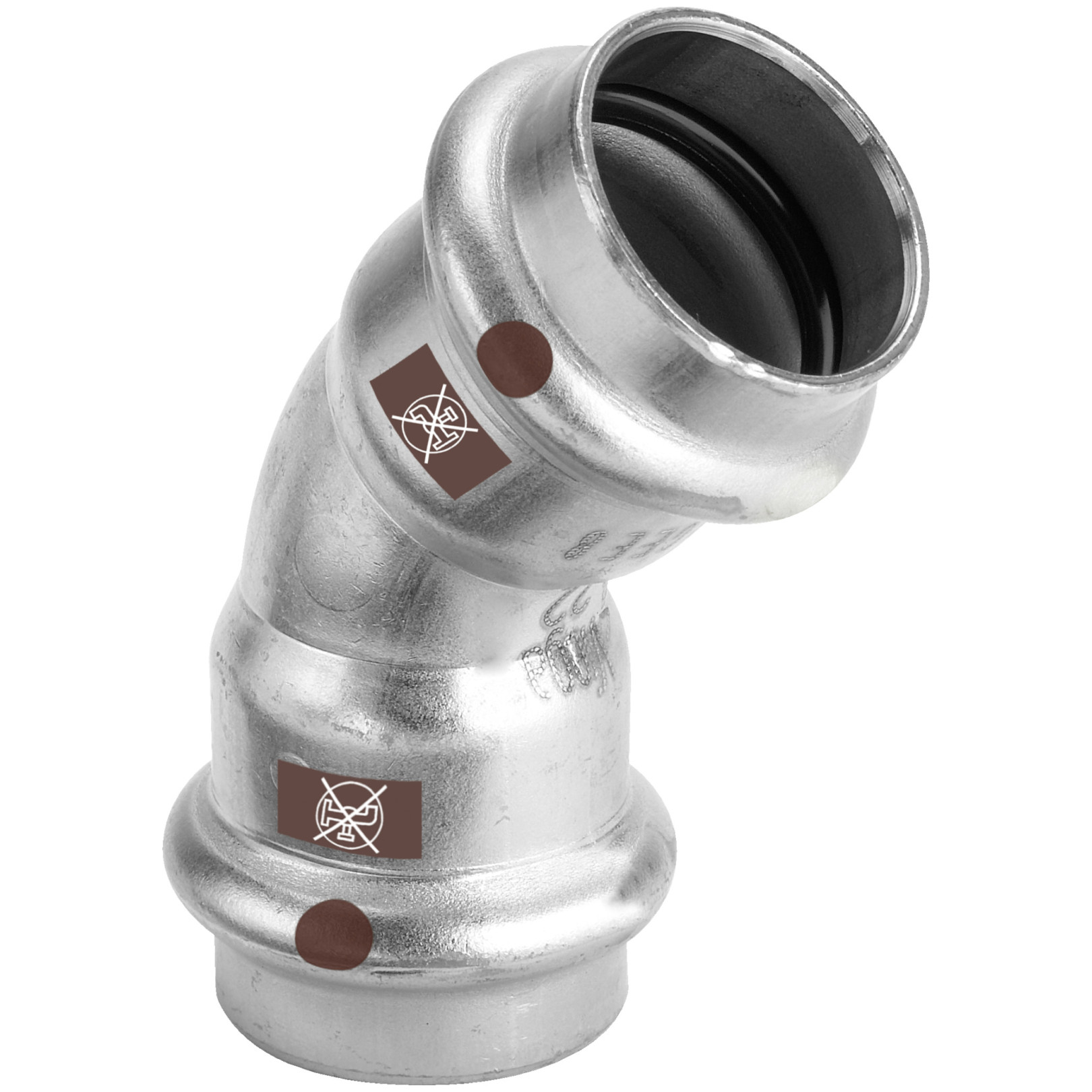 Viega Temponox Bogen 1726 IxI 54 mm 45Grad Stahl nichtrostend SC-Contur EPDM Dichtelemente 809904