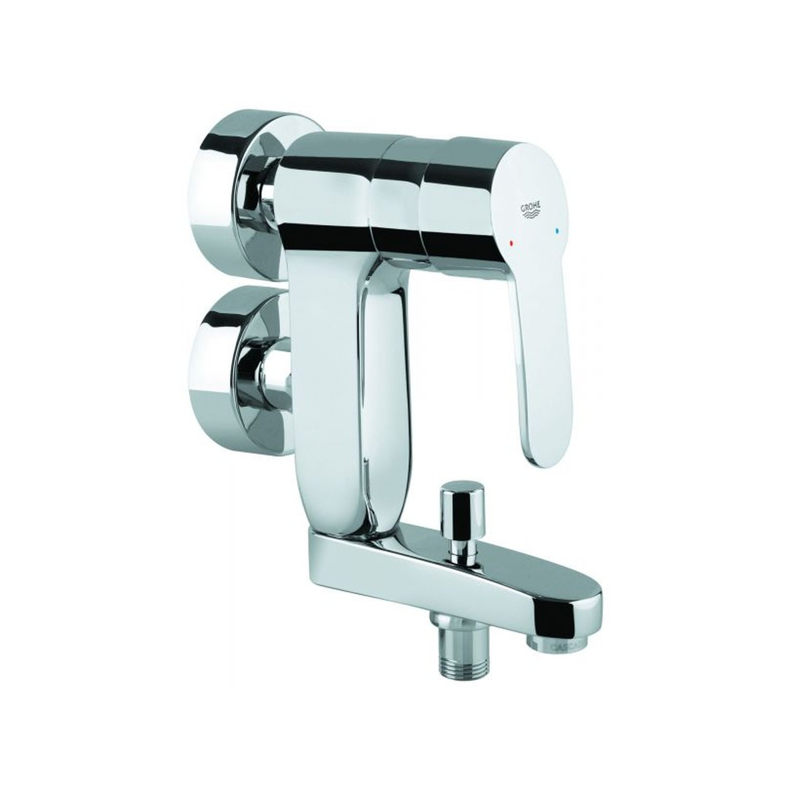 Grohe Einhebel-Wannenbatterie Eurostyle C Vertica Wandmontage Chrom SilkMove 46 mm Keramikkartusche Rückflussverhinderer 23301000