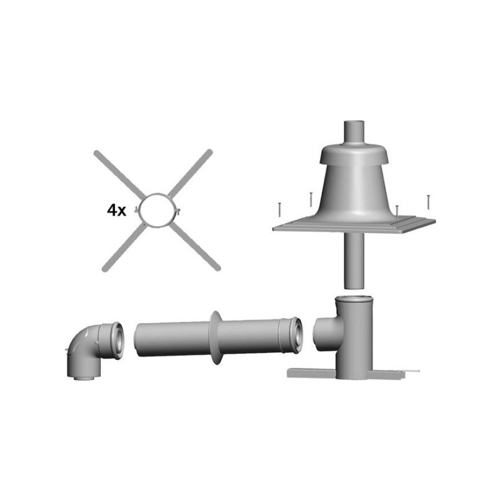 Wolf Anschluss-Set C33x DN80/125 Edelstahl konzentrisch Schachtabdeckung Revisionsbogen Stützbogen 2651996
