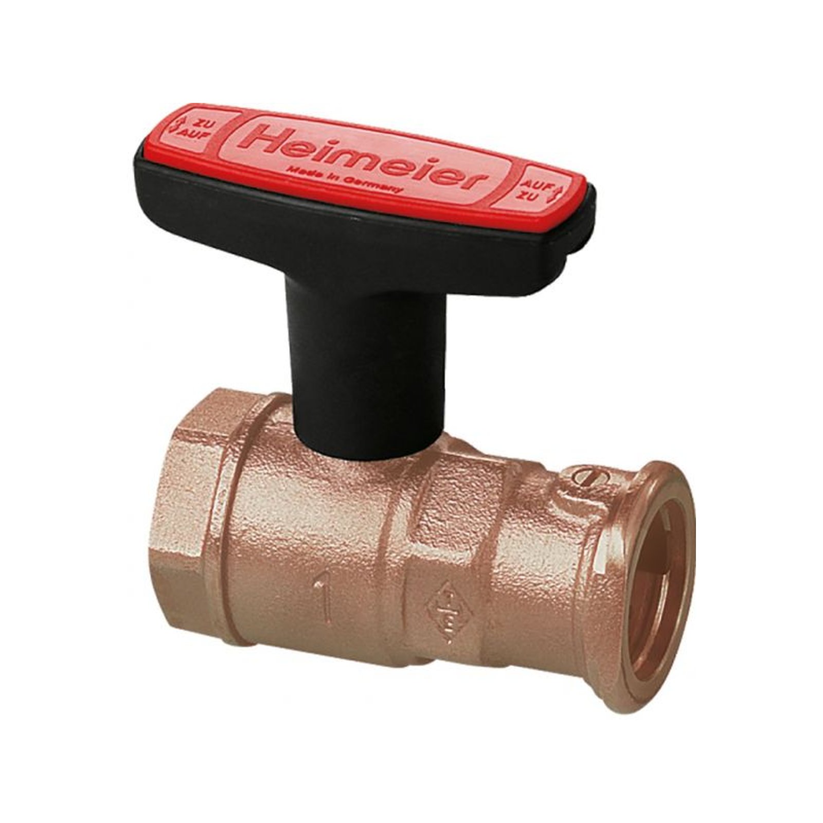 Heimeier Pumpen-Kugelhahn Globo P-S 1 1/4 Schwerkraftbremse Rotguss DN32 Innengewinde Flansch 0630-05.000