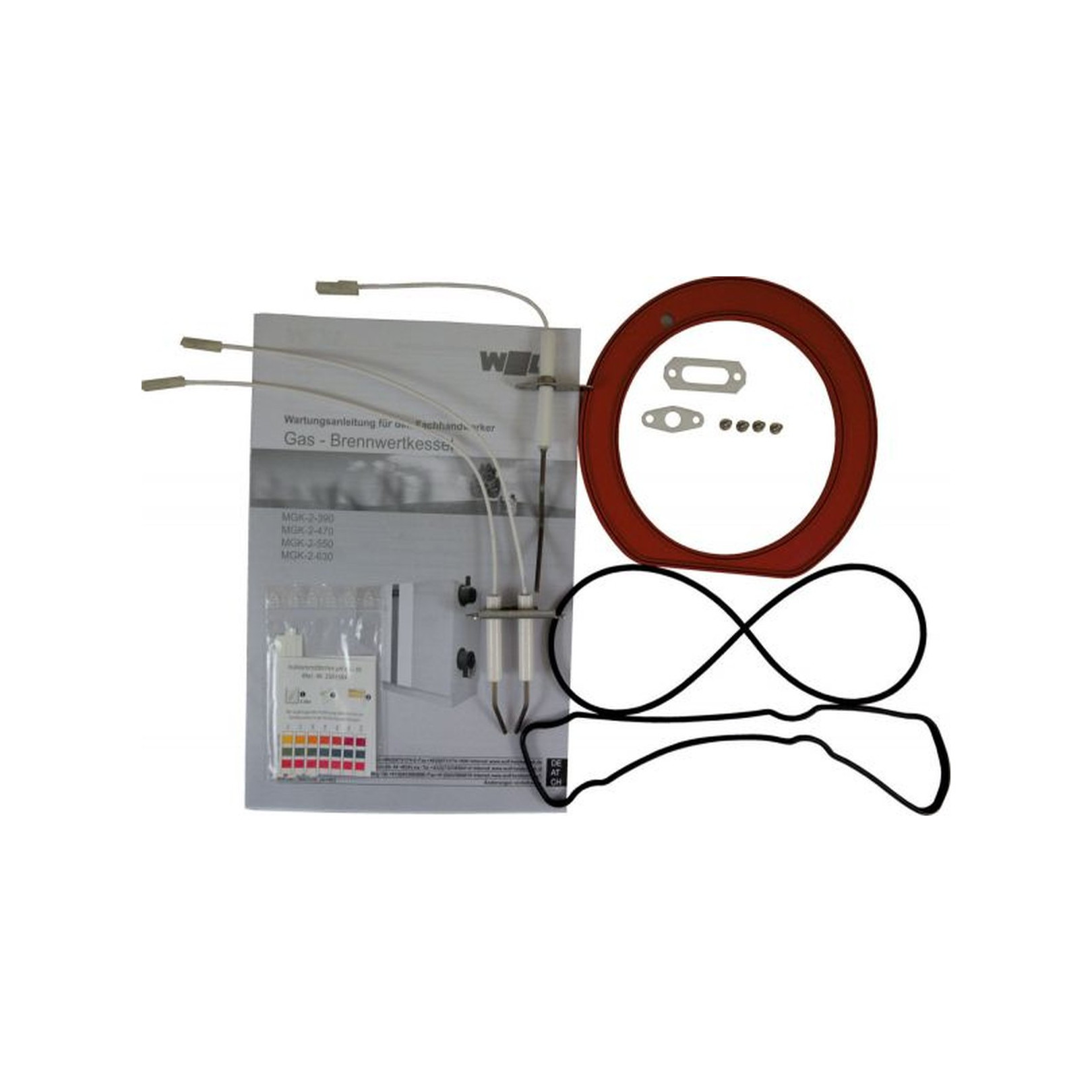 Wolf Wartungsset MGK-2 390-630 PG085 Brennerflanschdichtung Zündelektrode Überwachungselektrode 8752022