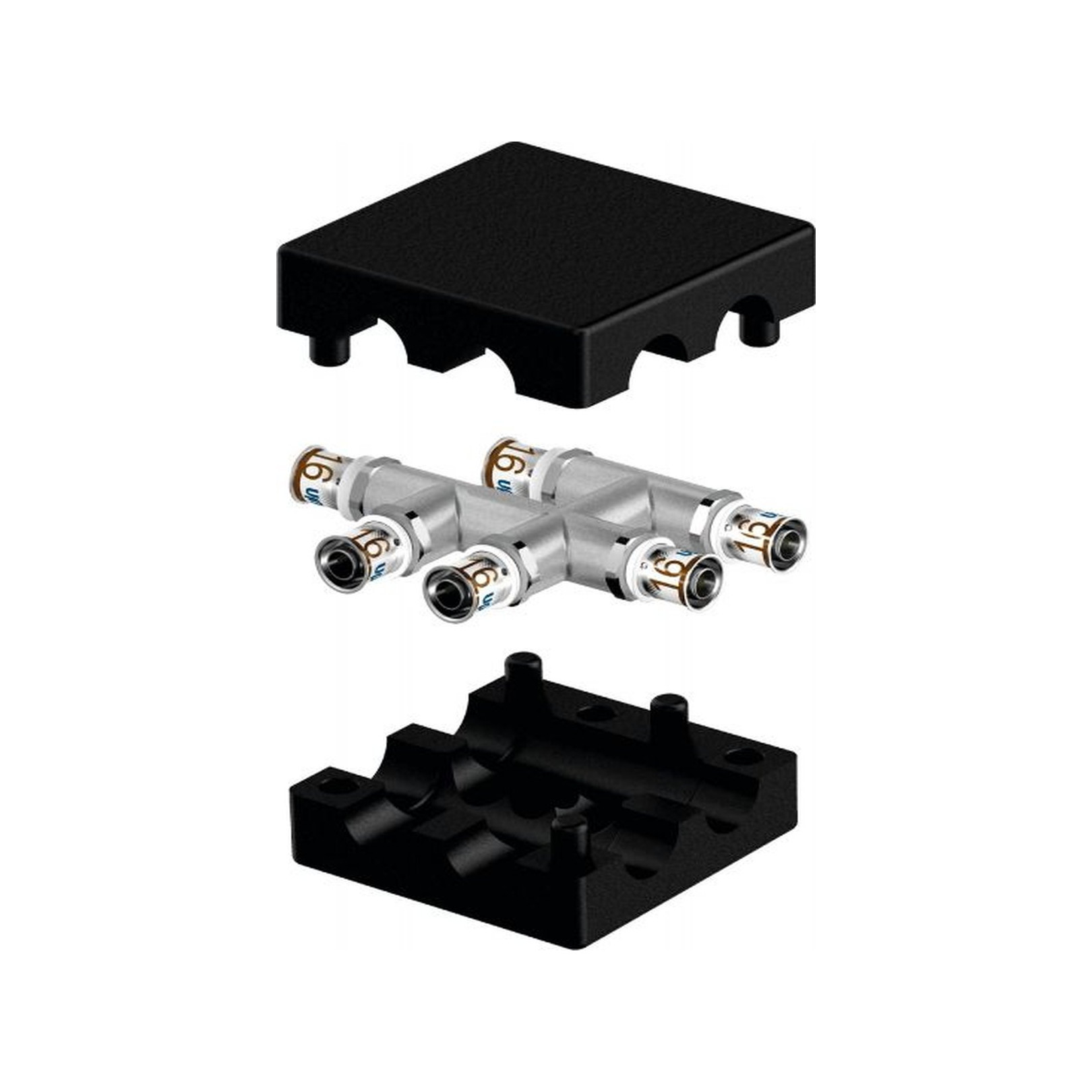 Uponor S-Press PLUS Kreuzfitting Dämmbox 16 mm Edelstahlpresshülse DVGW 1070689