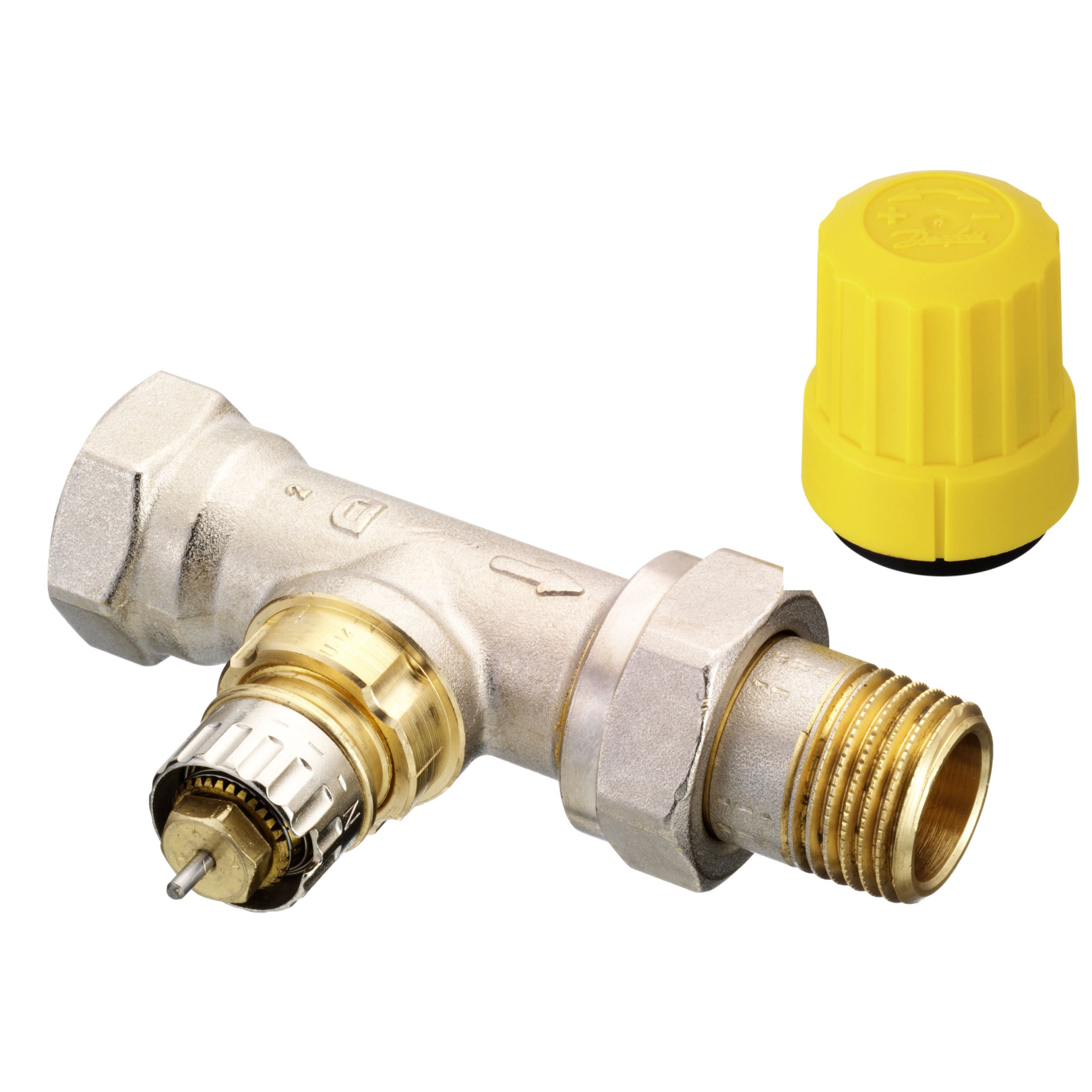 Danfoss Thermostatventil RA-UN15 Durchgang DN15 1/2 Zoll Feinstvoreinstellung Messing vernickelt 013G3004