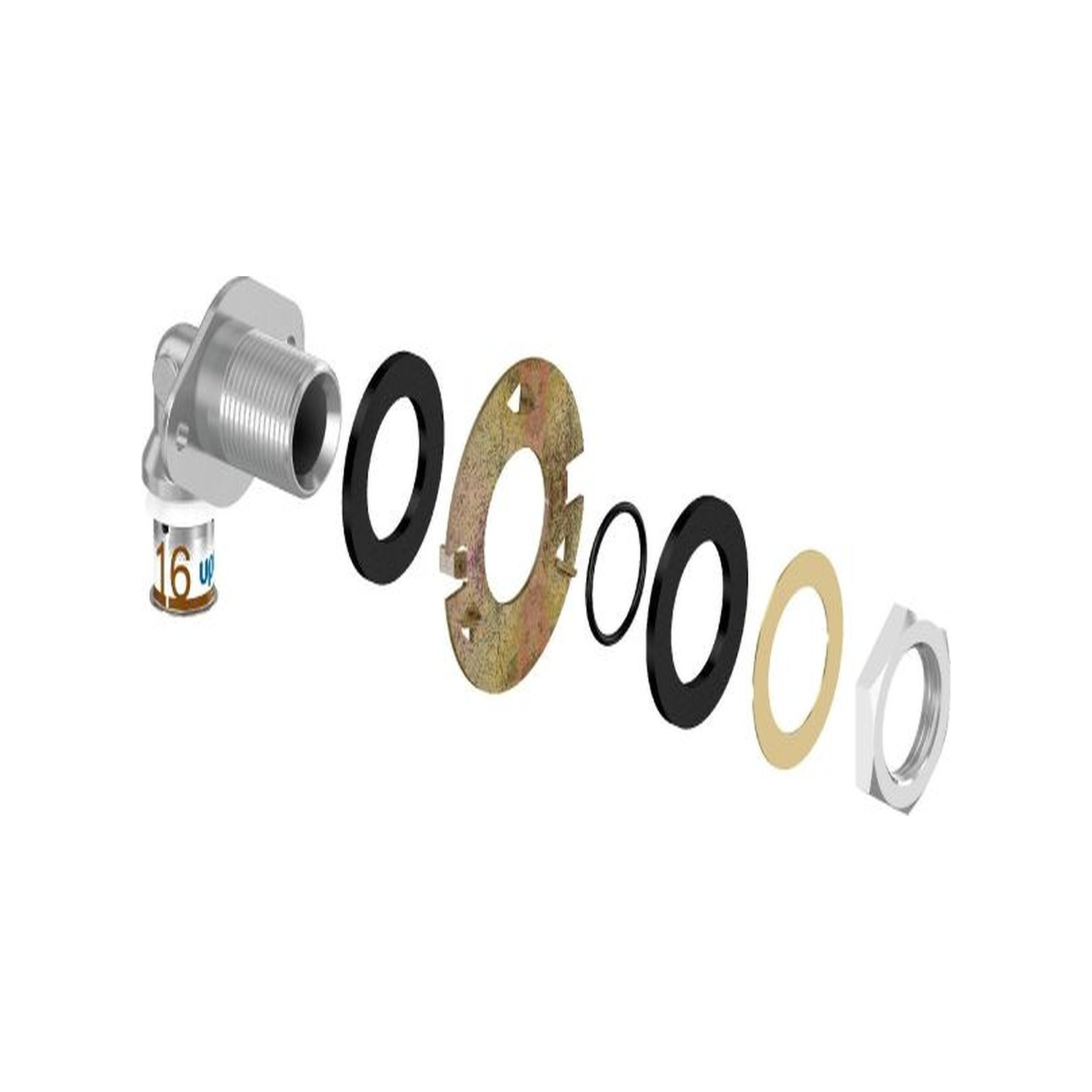 Uponor S-Press PLUS Wanddurchführung Eck LWC 16 mm DN15 1/2 IG Pressfitting DVGW 1070654