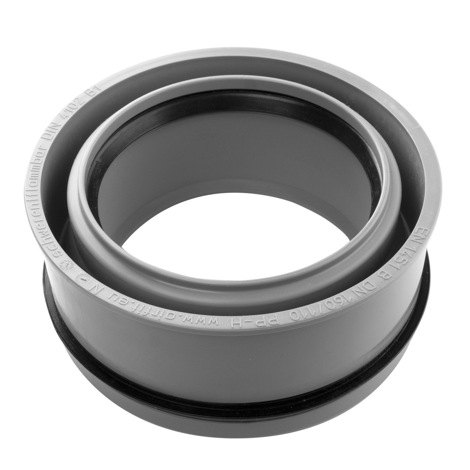 Airfit Abwasser-Innen-ReduzierStück DN 160x110 PP konzentrisch Steckmuffe geprüft DIN 4102-B2 160110IR