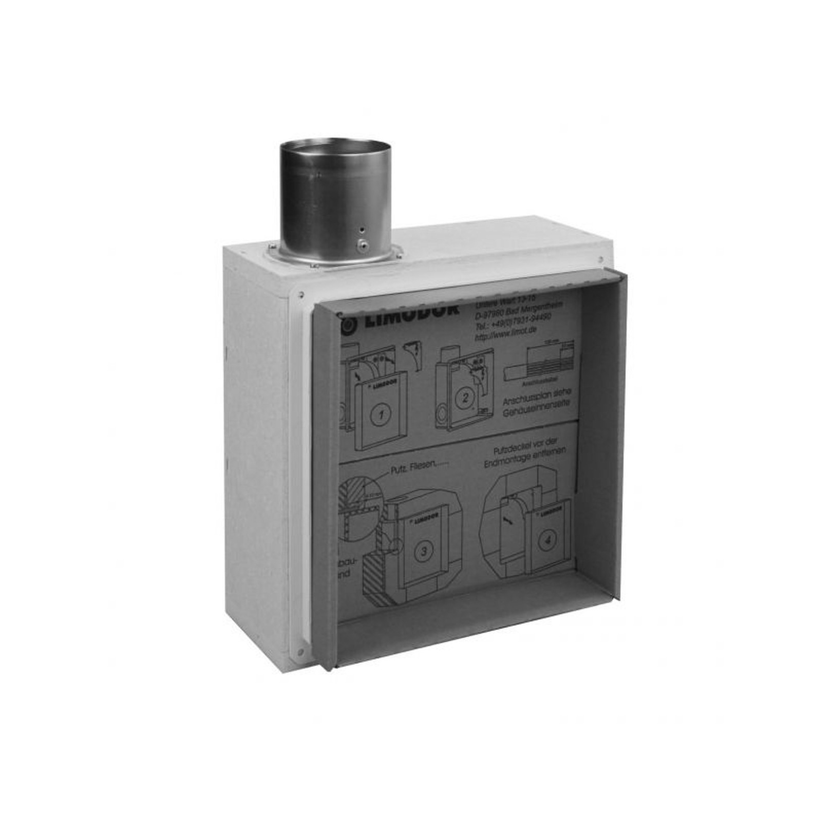 Limodor Einbaukasten compact-K Brandschutz NW80 seitlicher Ausblasstutzen Rückschlagklappe 82000