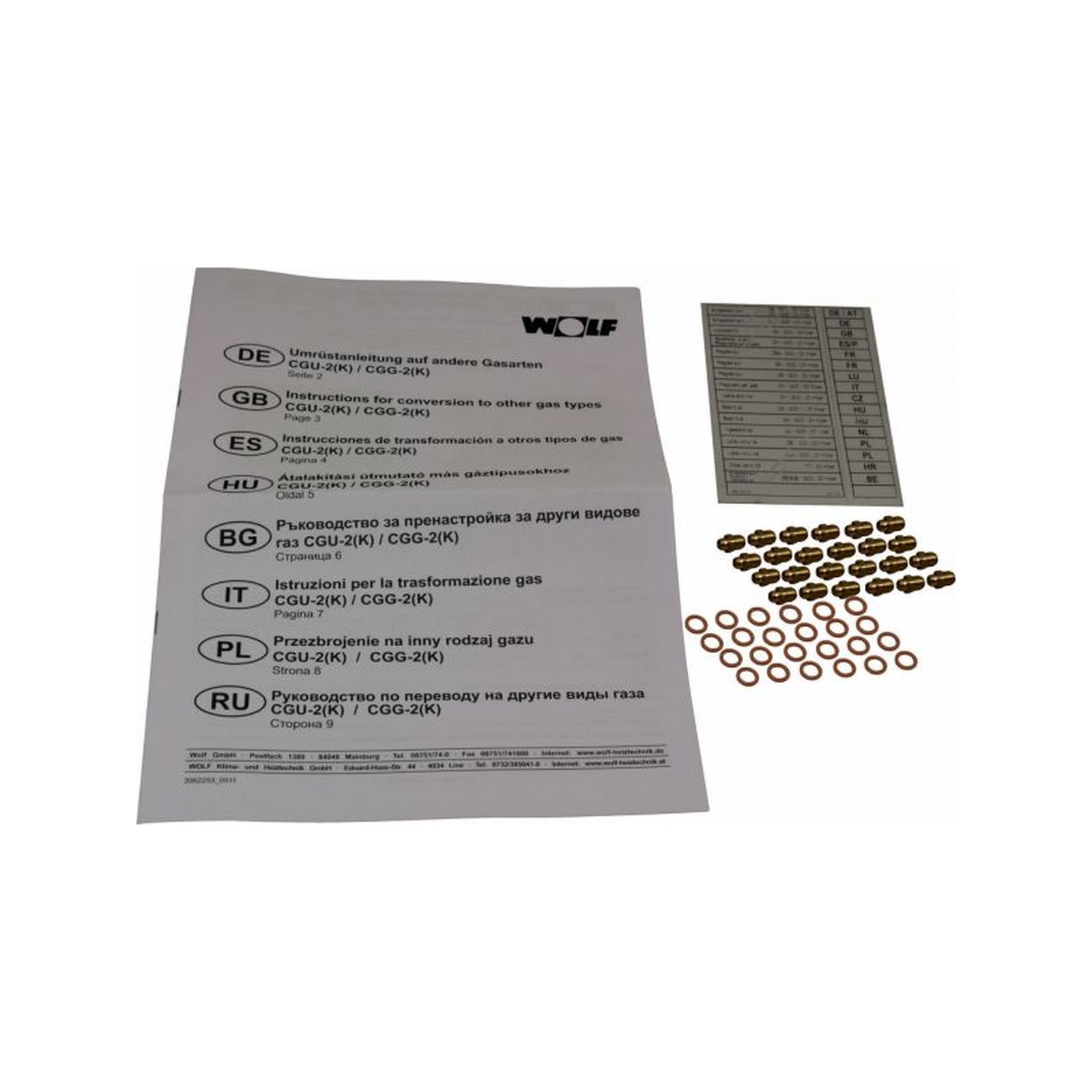 Wolf Umrüstsatz Erdgas CGG-2K-18/24 Erdgas LL Flüssiggas auf Erdgas E 8612660