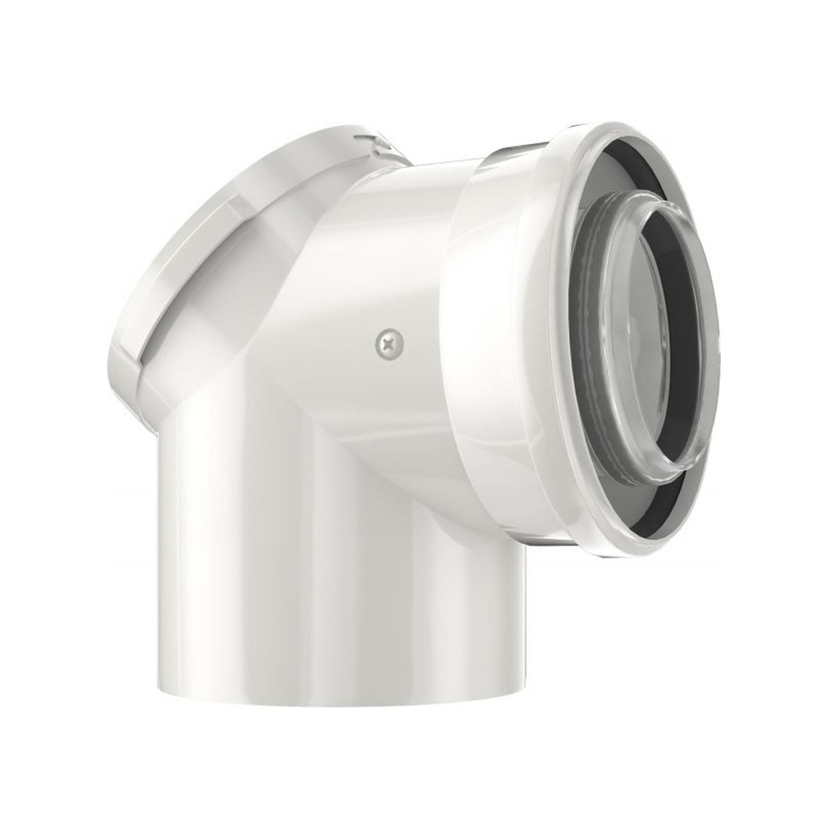 Buderus Konzentrischer Bogen 87 Grad DN80/125 Prüföffnung weiß Stahl Kunststoff 7738112665