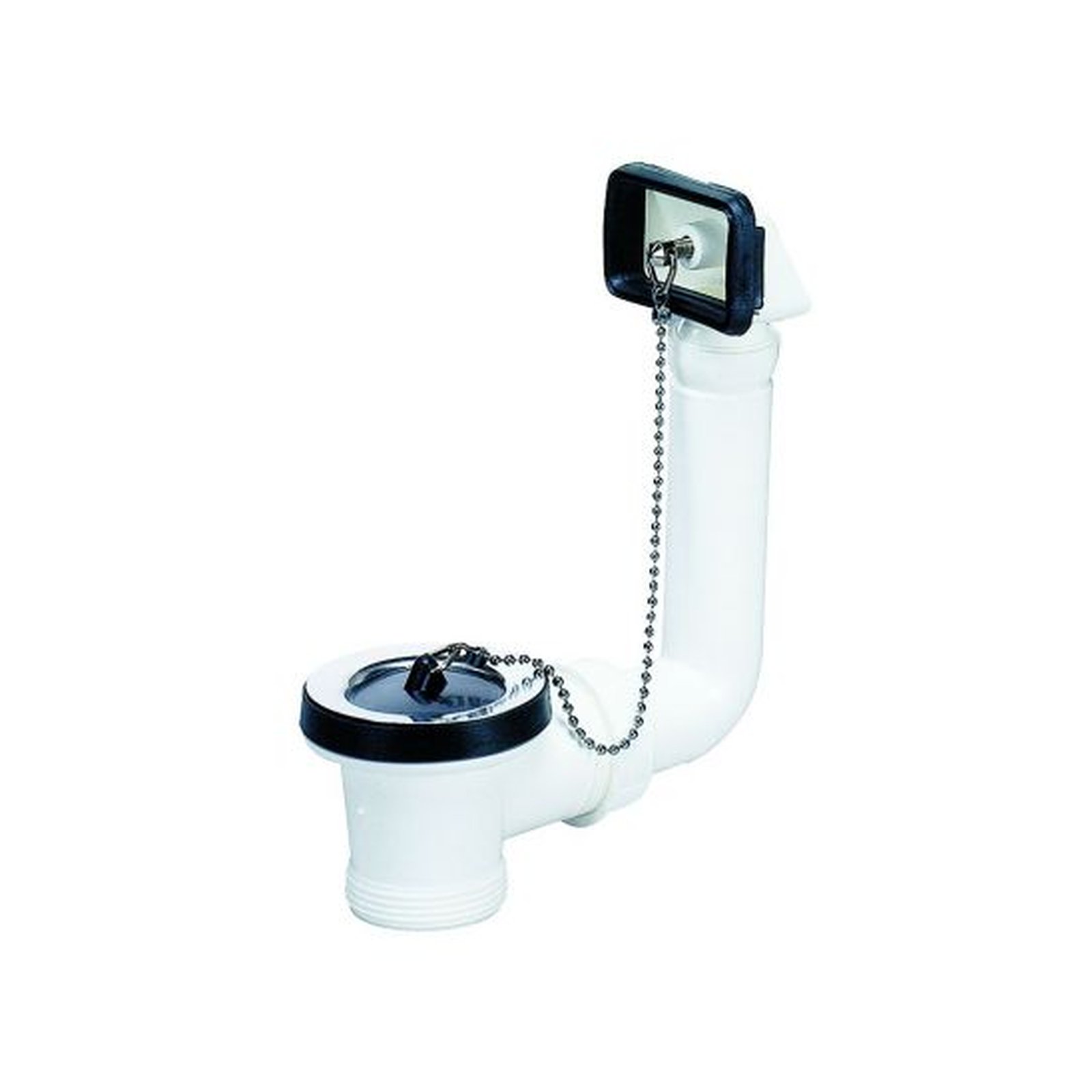 DALLMER Ab- und Ueberlaufset 014 U 1 1/2 Zoll Einzelspuele Polypropylen Stopfen Kettenhalter 110206