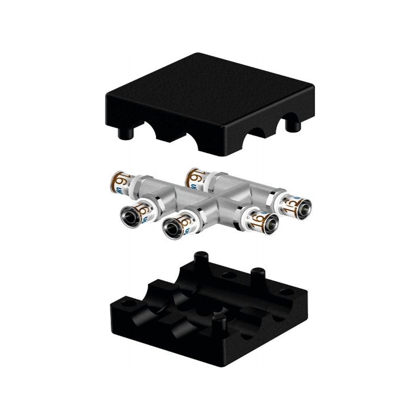 Uponor S-Press PLUS Kreuzfitting Dämmbox 16 mm Edelstahlpresshülse DVGW 1070689