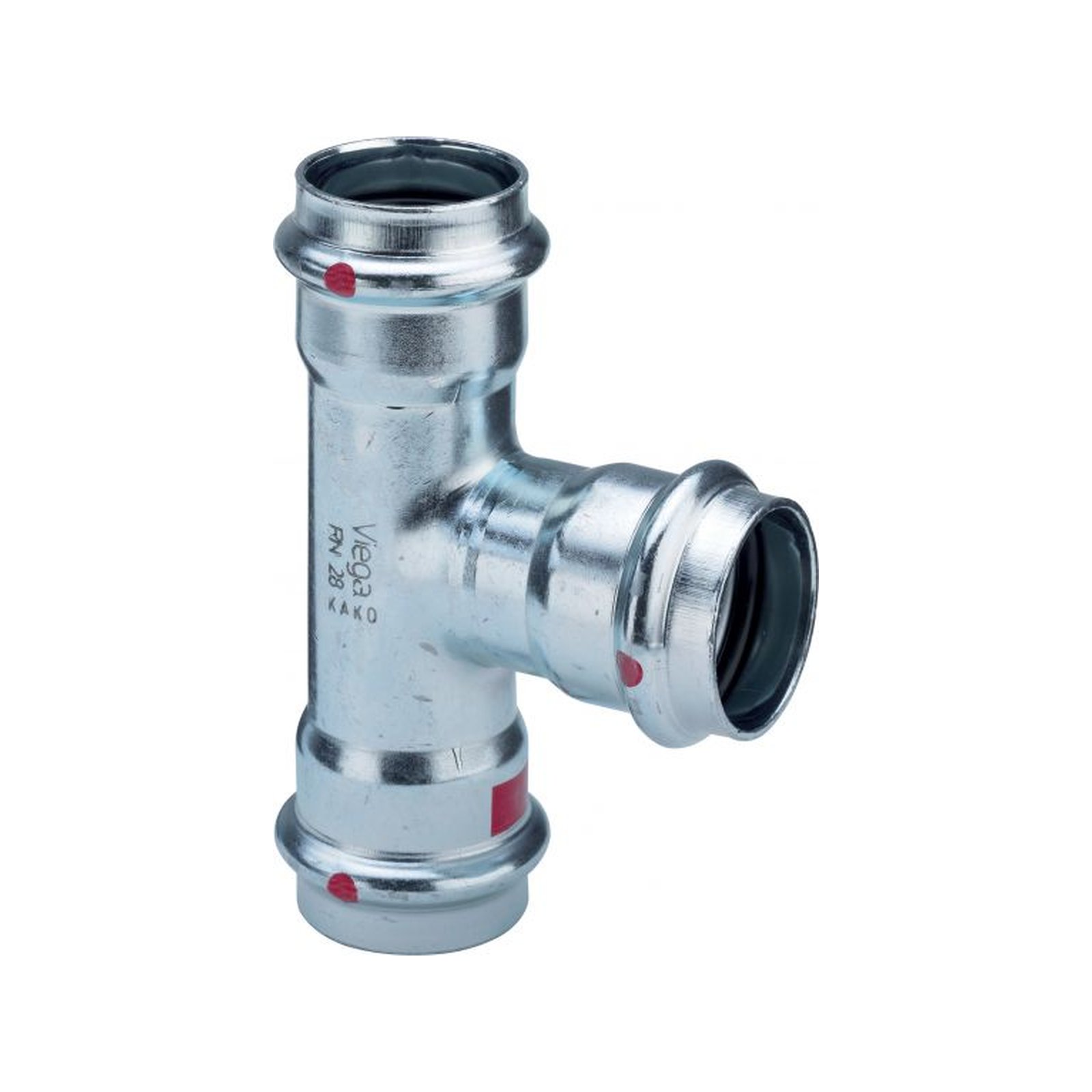 Viega T-Stueck Prestabo 1118 28x22x22mm Stahl verzinkt SC-Contur EPDM Dichtelemente 642693