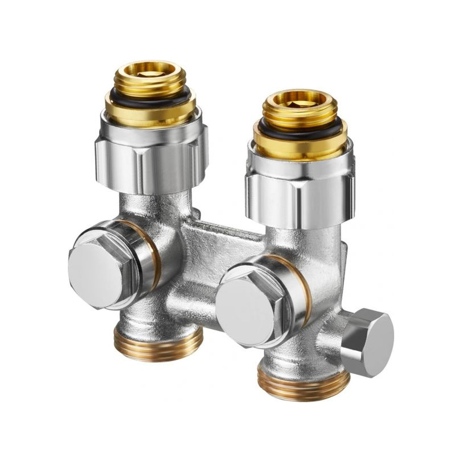 Oventrop Absperrverschraubung Multiflex F ZBU G 1/2 AGxG 3/4 AG Messing vernickelt Voreinstellung 1015993