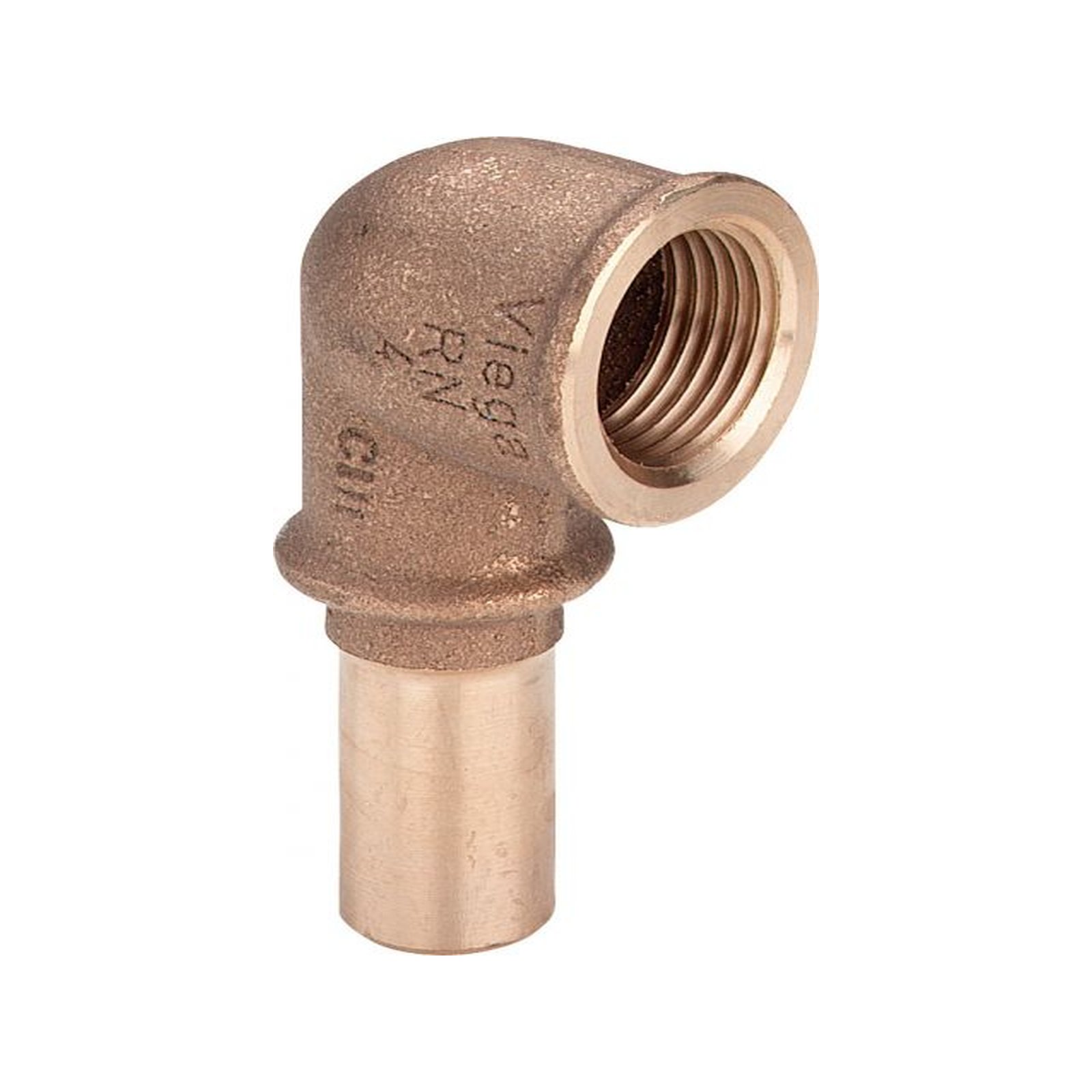 Viega Pressfitting Sanpress 2214.3 Einsteckwinkel 15mm x 1/2 IG 90 Grad Rotguss Siliziumbronze 308001