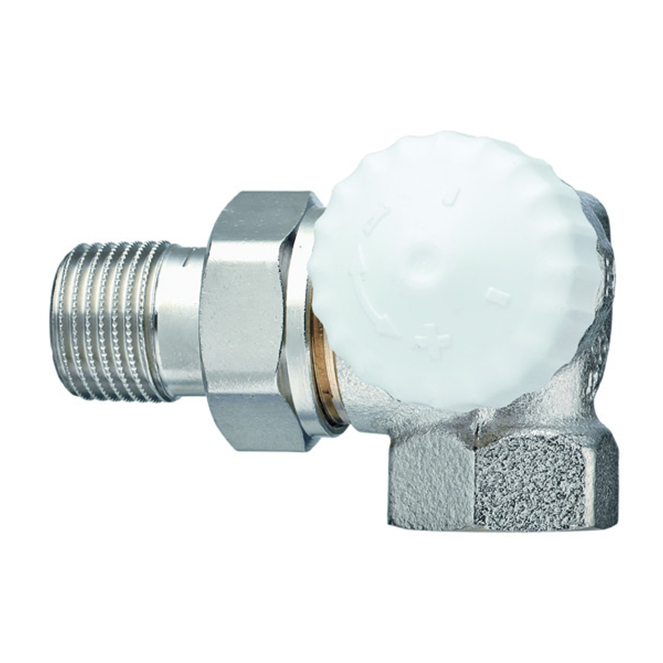 Heimeier Thermostatventil V-Exakt II Winkeleck rechts 1/2 Zoll Rotguss vernickelt Präzisionsvoreinstellung 3714-02.000