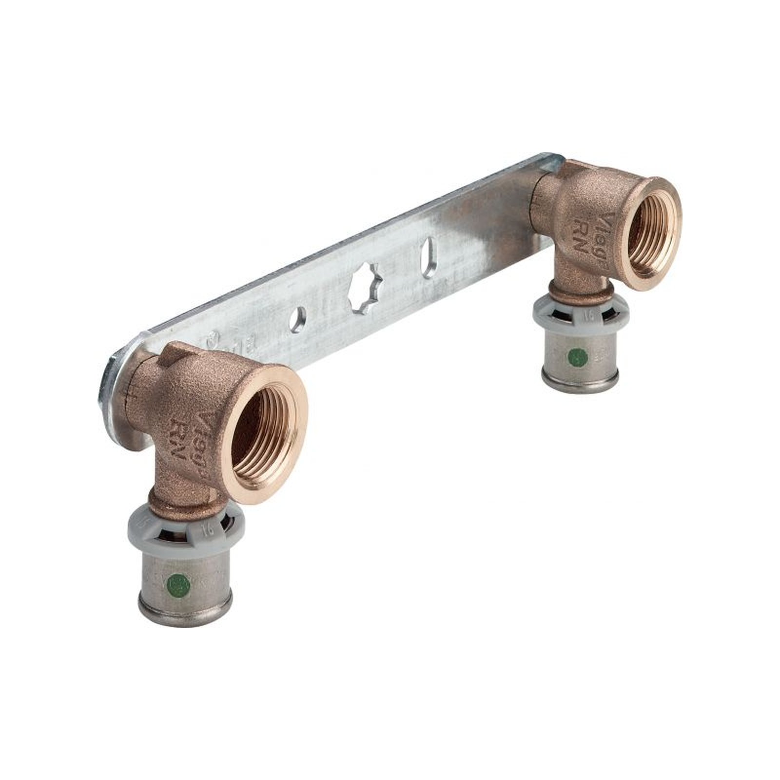 Viega Pressfitting Sanfix P 2124.05 Montageeinheit flach 16x1/2x150mm Rotguss SC-Contur 331542