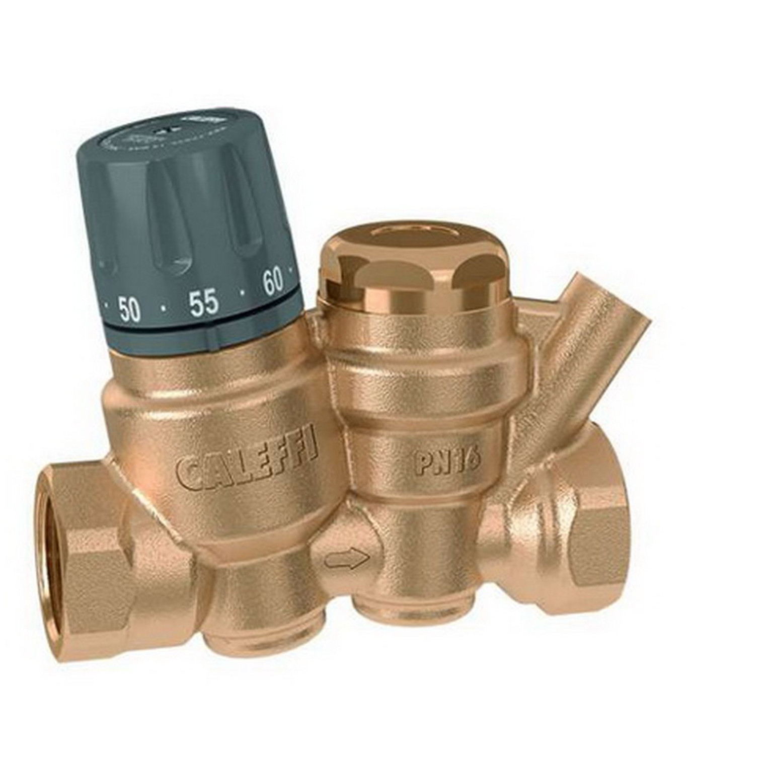Caleffi Zirkulationsventil 116140 Warmwasser 35-60 Grad IG 1-2 Zoll Messing