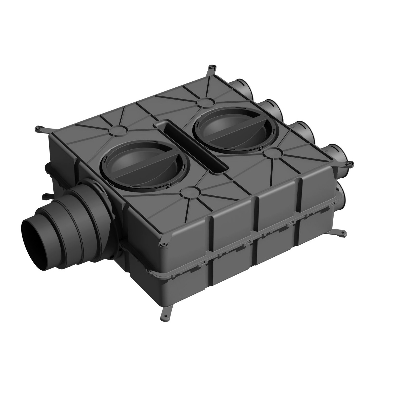 WOLF Luftverteiler DN125-180 8 Stutzen DN75 4 Verschlusskappen Kunststoff antistatisch antibakteriell 2577595