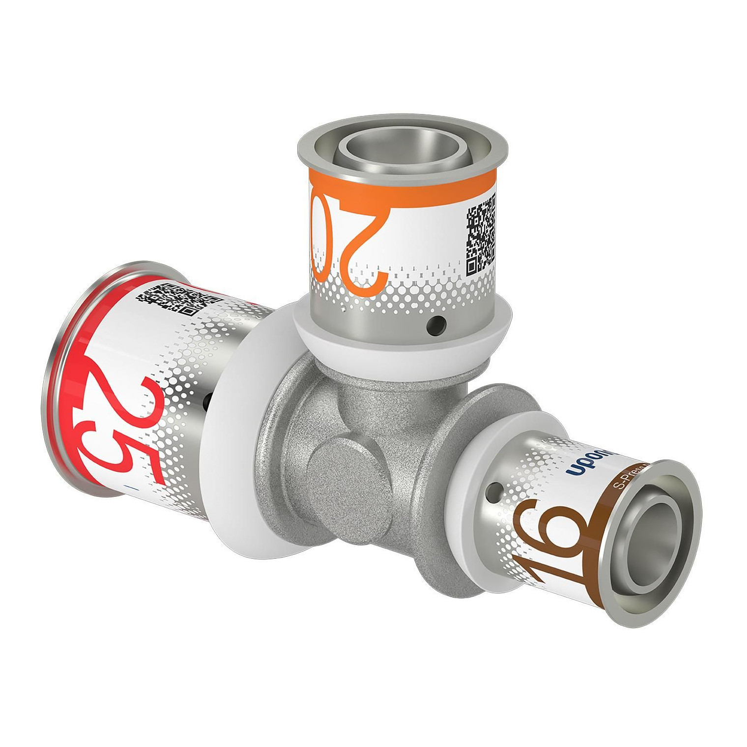 Uponor S-Press PLUS T-Stück reduziert Pressfitting DVGW PPSU Messing 25 mm 20 mm 16 mm 1070575