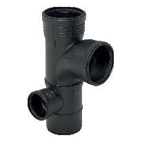 Geberit Abwasserrohr Silent-PP Kombibogeneckabzweig DN100-100-70 87 Grad links d110-110-75 schalloptimiert 390561141