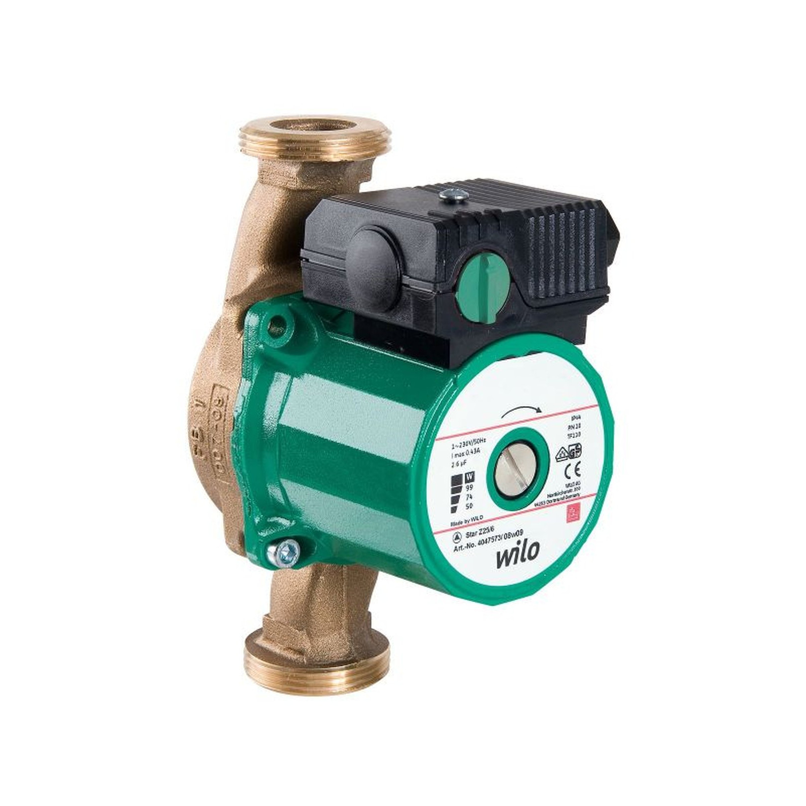 Wilo Nassläuferpumpe Star-Z 25/2 Rp1 230V 46W Bronze 4029062