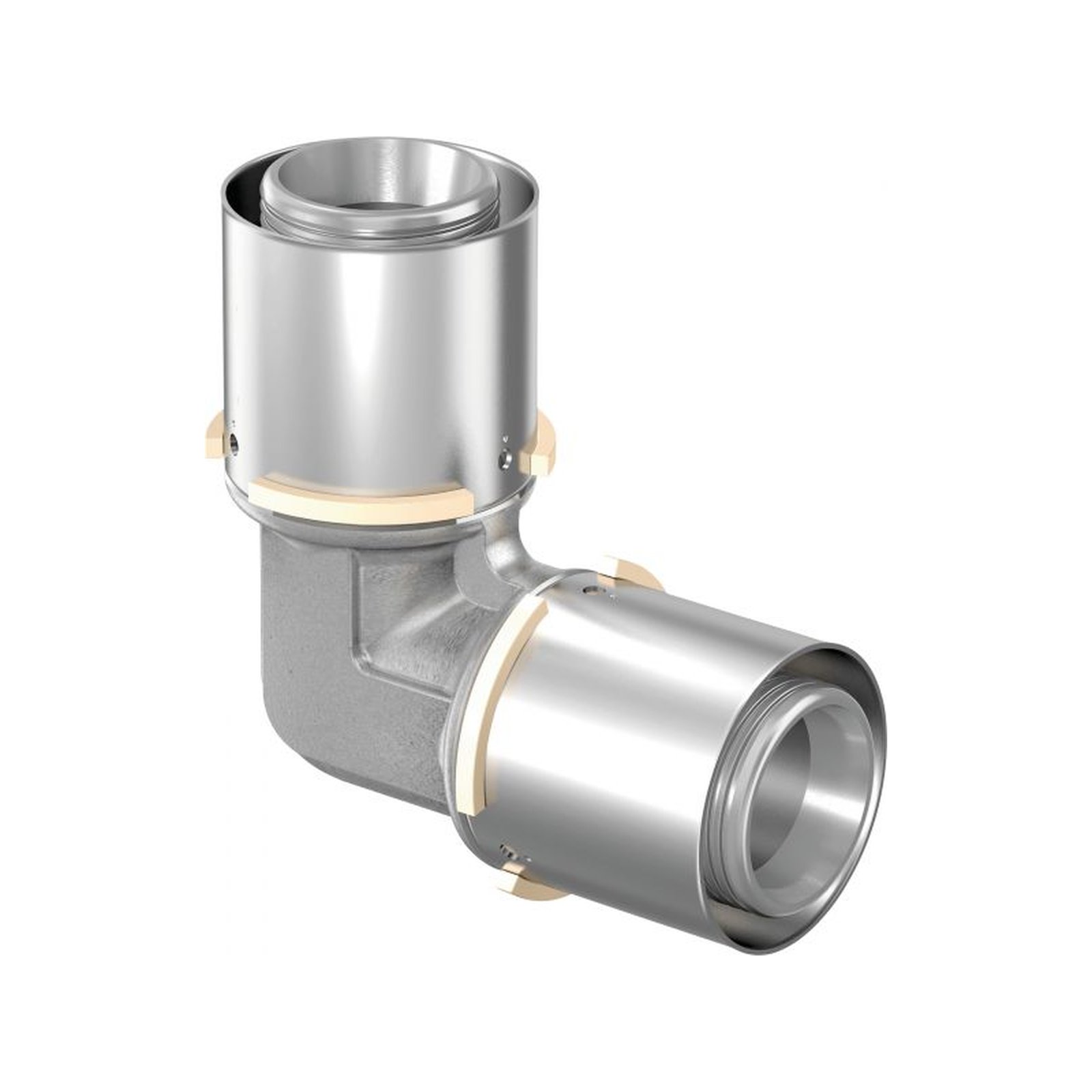 Uponor S-Press Winkel 90 Grad 50 mm Pressfitting Messing verzinnt DVGW 1046911