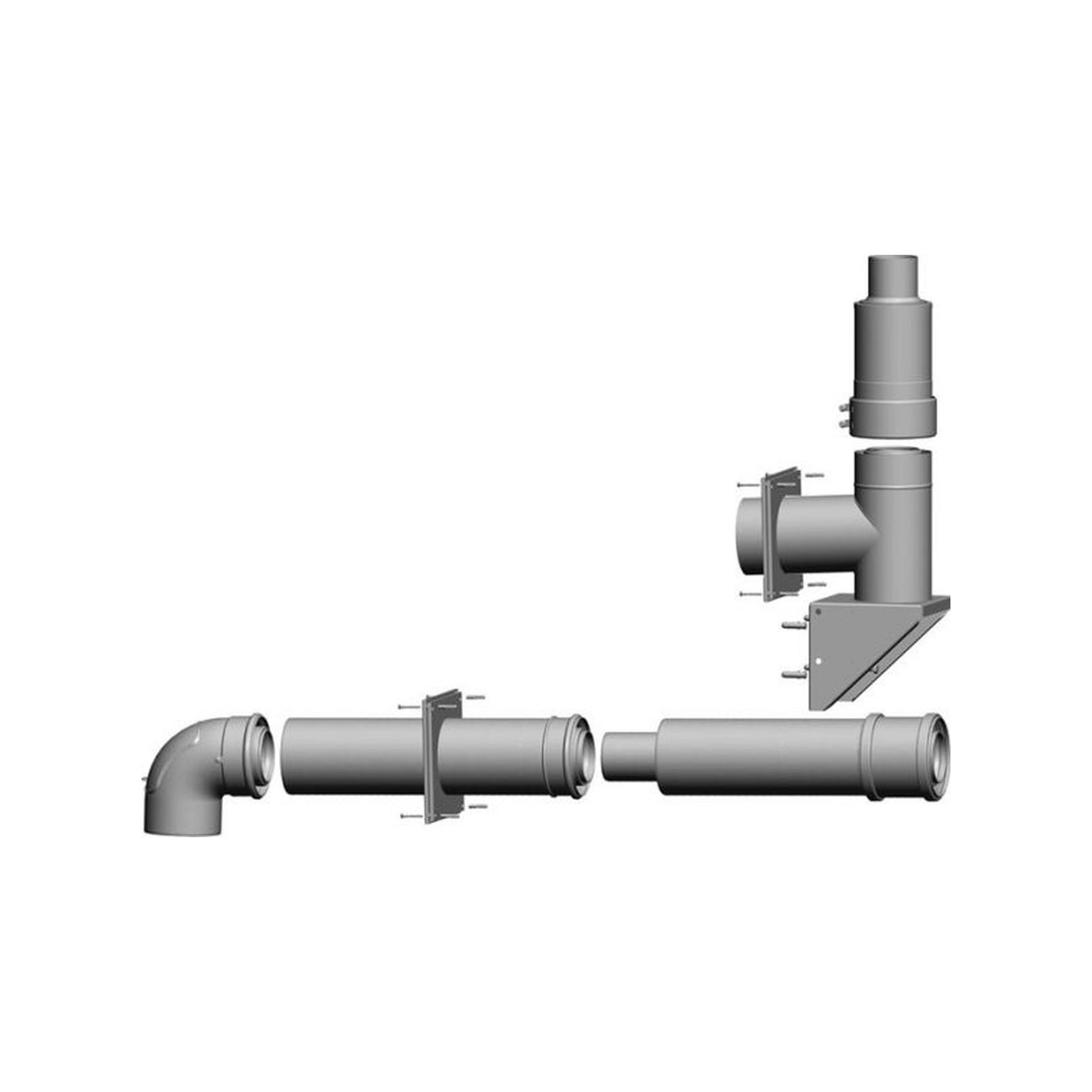 Wolf Abgasleitung Bausatz C53x Fassade DN60/100 raumluftunabhängig Revisionsbogen 87 Grad 2651907