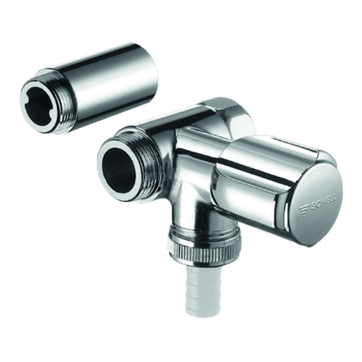 Schell Nebenanschlussventil Wandbatterien Anschluss links DN20 3/4 Zoll Rückflussverhinderer verchromt Komfort-Griff 033440699
