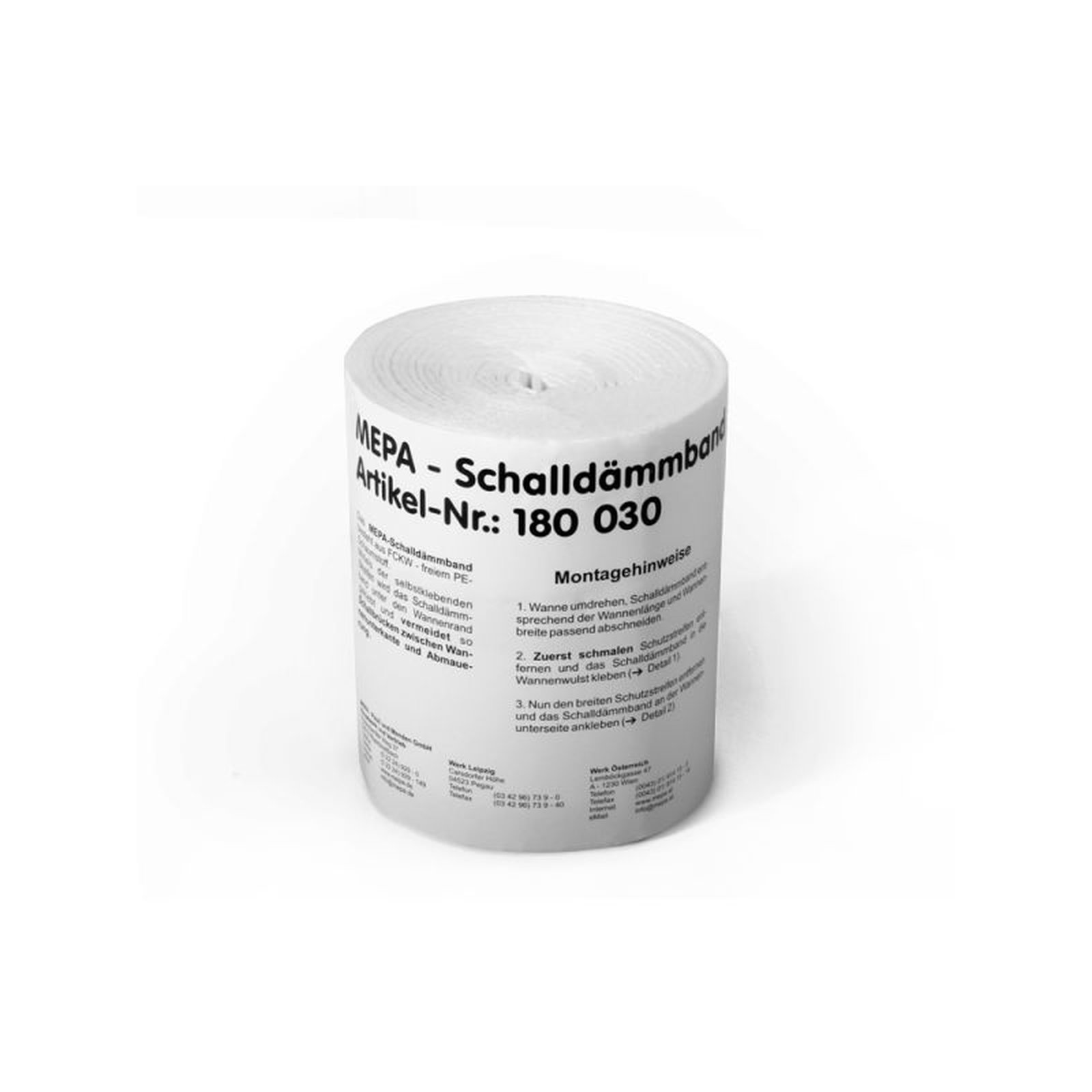 MEPA Schalldämmband DUO 180030 Fixlänge 3,30m selbstklebend PE-Schaumstoff Silikonfolie 180030