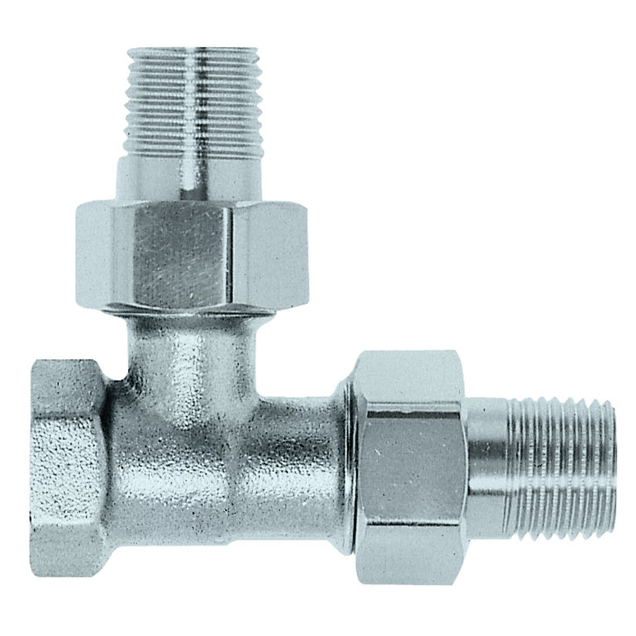 Heimeier Dreiwege Thermostatventil DN15 1/2 Zoll Messing vernickelt Schraubnippel 4154-02.000