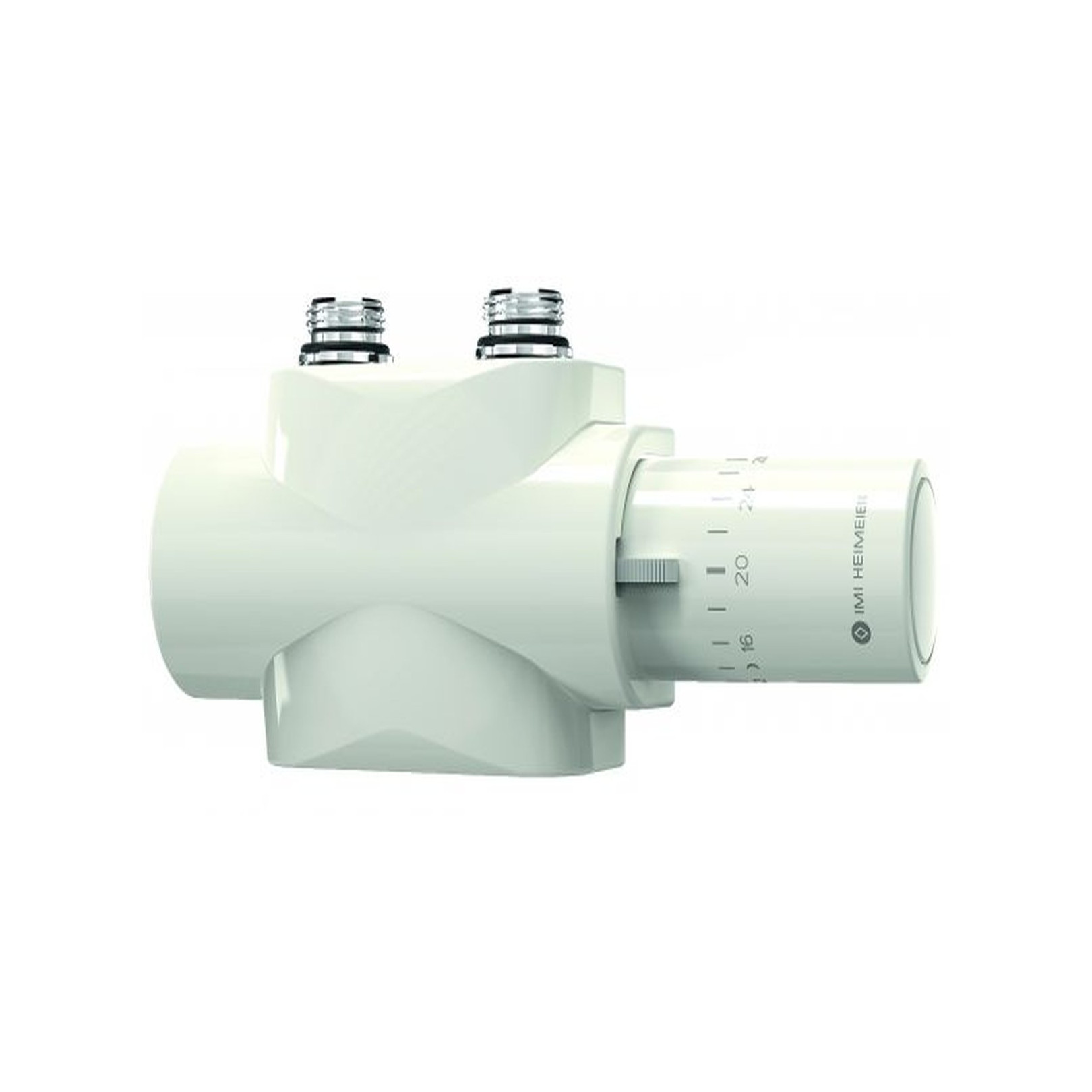 Heimeier Thermostatventil Multilux 4-Set Halo Zweirohrbetrieb 3/4 Zoll weiss RAL 9016 Design Line Thermostatkopf 9690-42.800