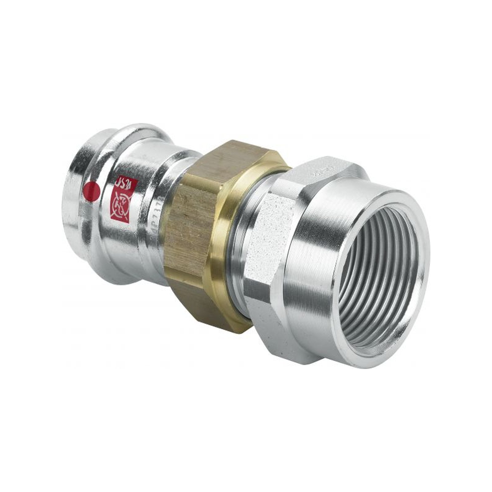 Viega Verschraubung Prestabo 1162 42 mm x Rp 1 1/2 Stahl SC-Contur Flachdichtung Mehrkant 643508