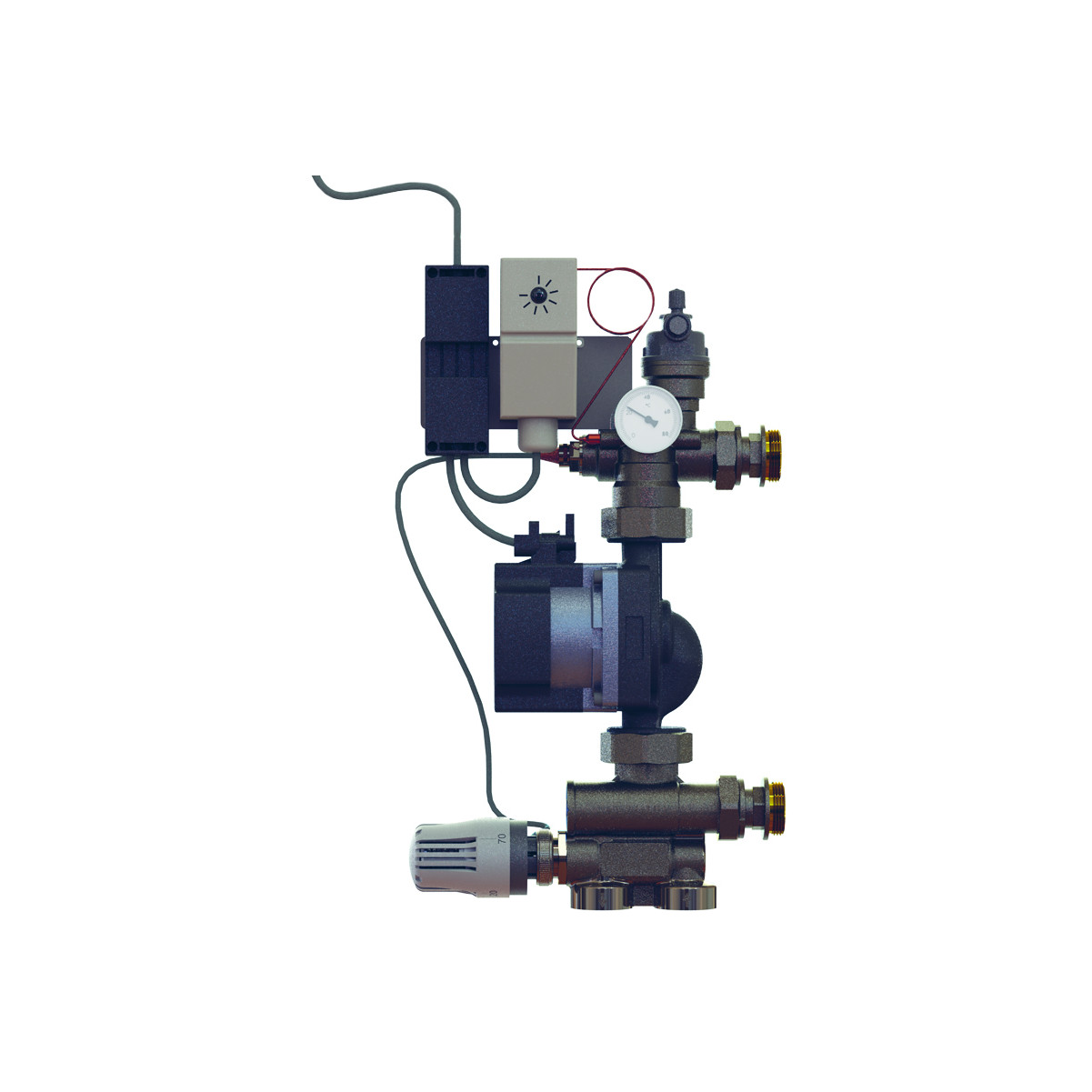 Purmo Festwertregelset TempCo fix eco 3 Heizkreisverteiler Hocheffizienzpumpe Grundfos UPM3 25/70 Sicherheitstemperaturwächter FEX3ATFZVDBB050