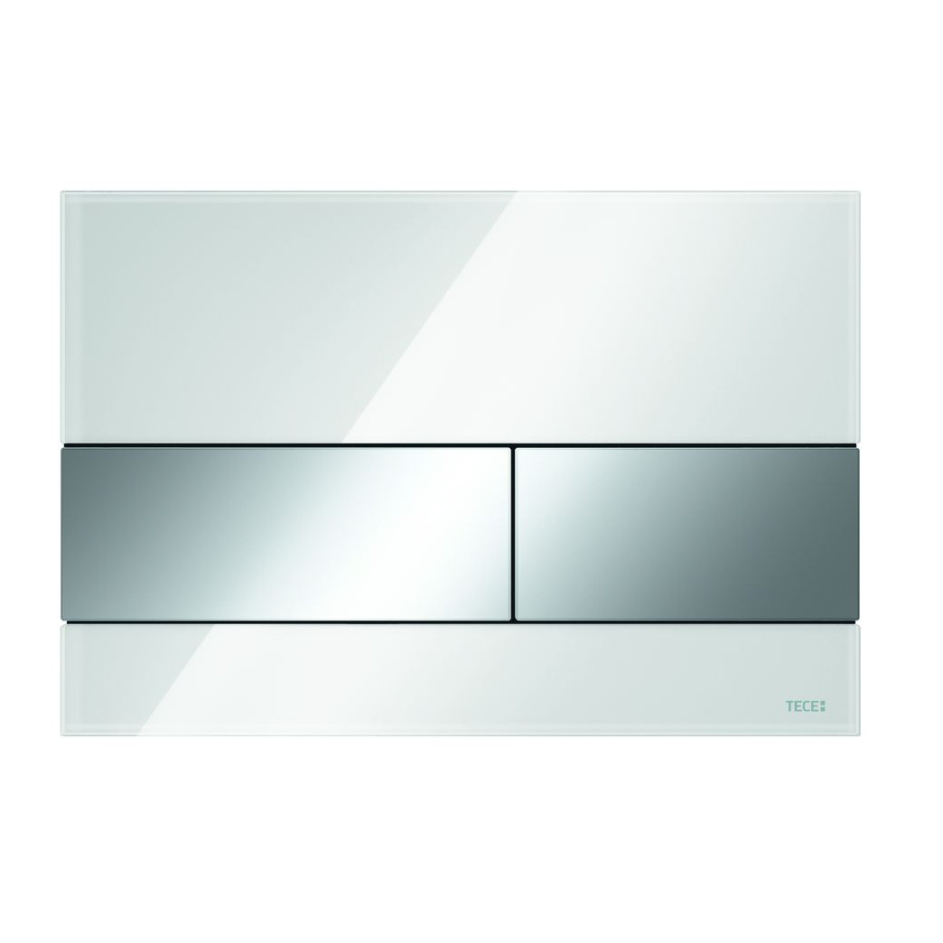 TECE Betätigungsplatte TECEsquaresquare 9240802 Glas weiß Tasten chrom glänzend Zweimengentechnik