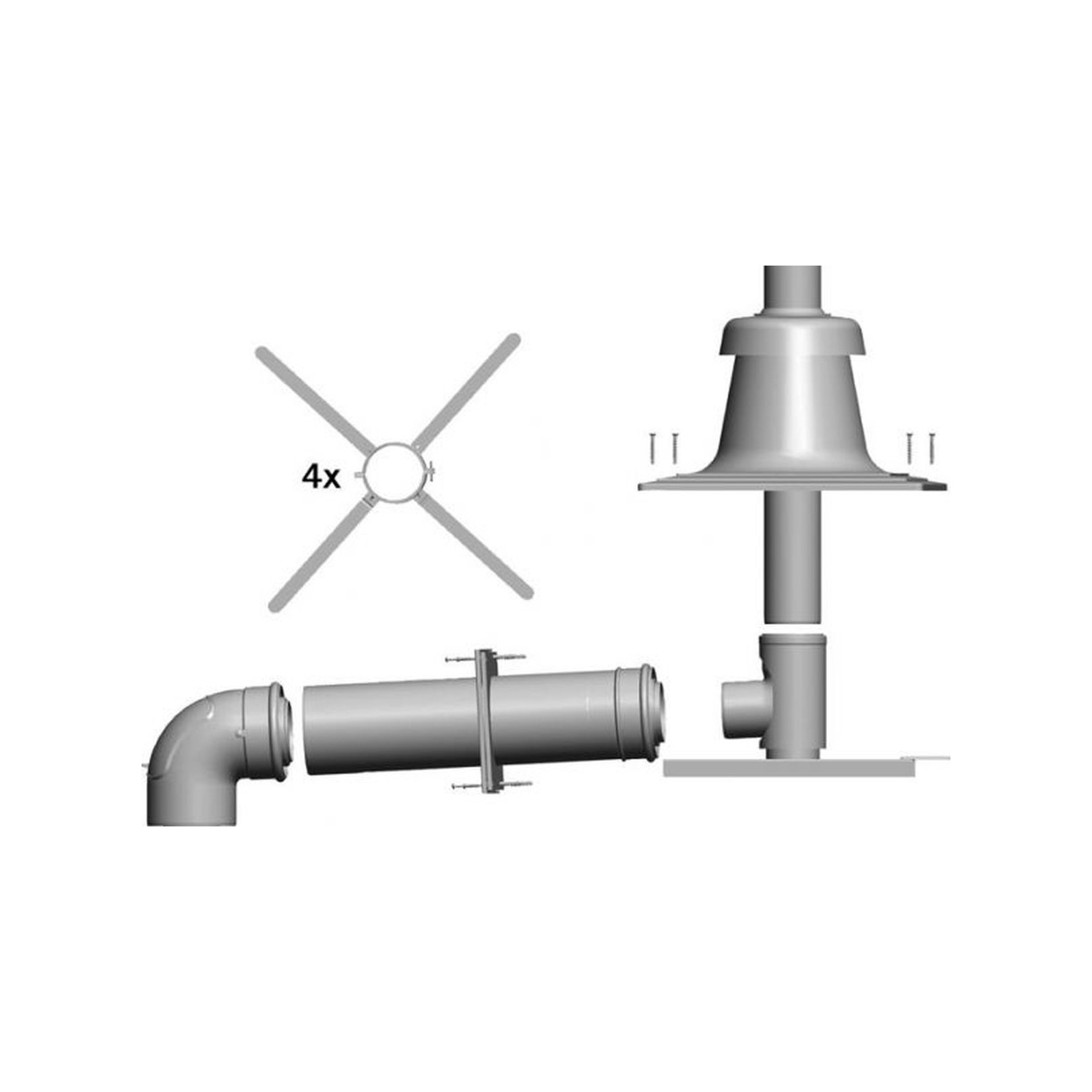 Wolf Anschluss-Set C93x DN60/100 starr Schacht DN80 Kunststoffabdeckung konzentrisch 2651752