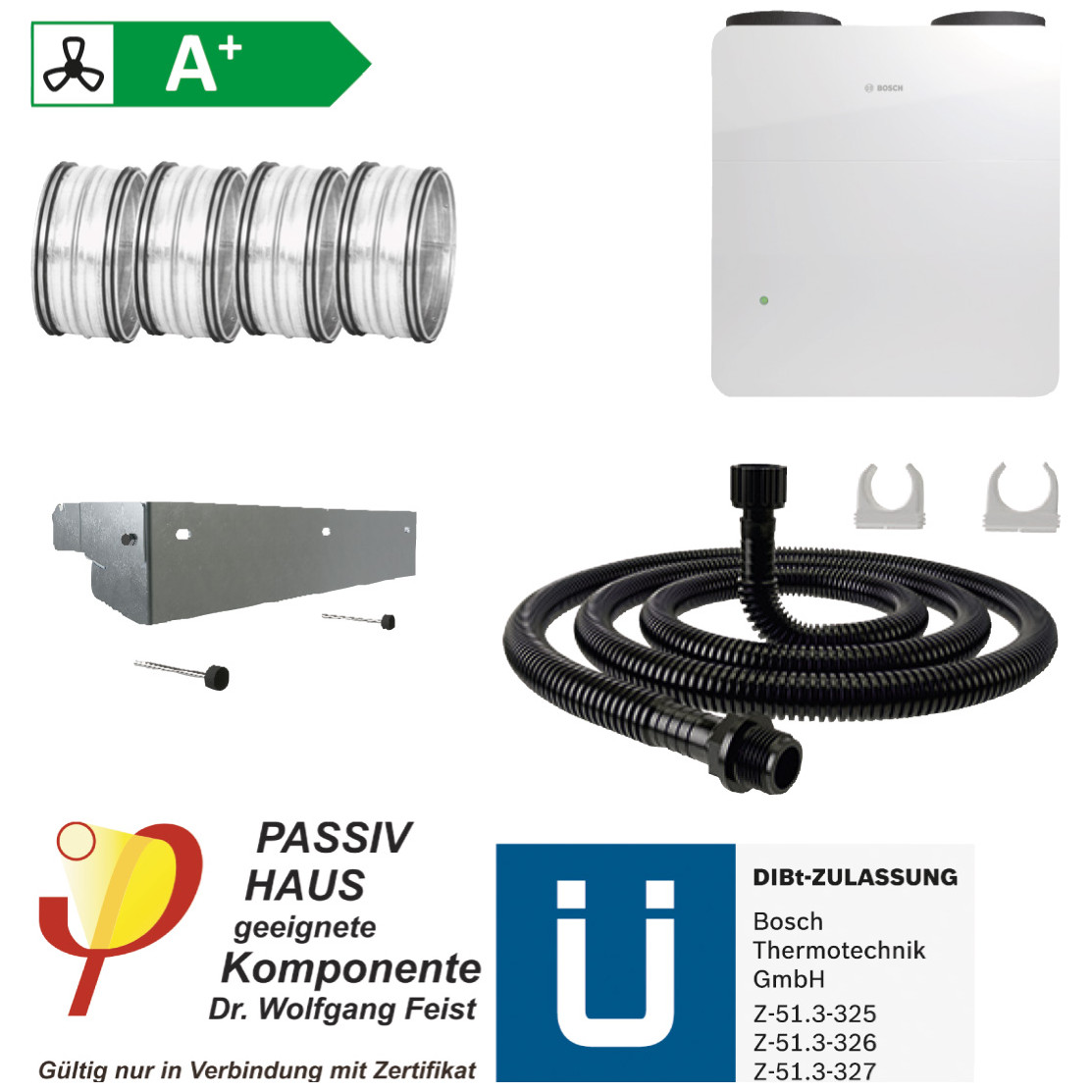Bosch Wohnungslüftungspaket BOPA VE1 V5001 C 260 Wandkonsolen-Set 7739621979